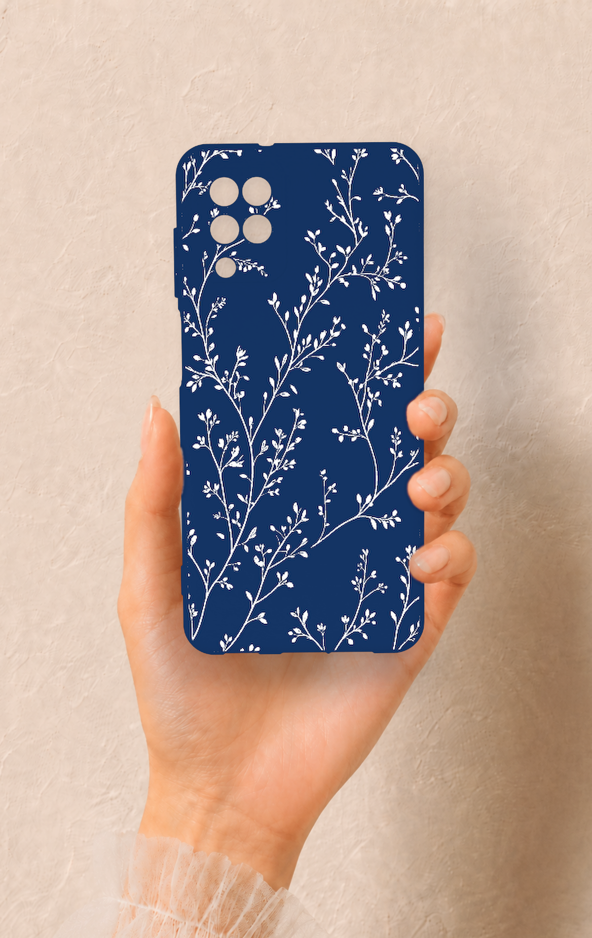 Samsung A12 Uyumlu İnce Yaprak Dalı Desenli Silikon Kılıf