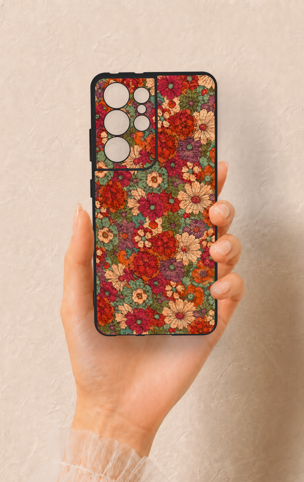 Samsung S21 Ultra Uyumlu Pastel Çiçek Bahçesi Desenli Silikon Kılıf