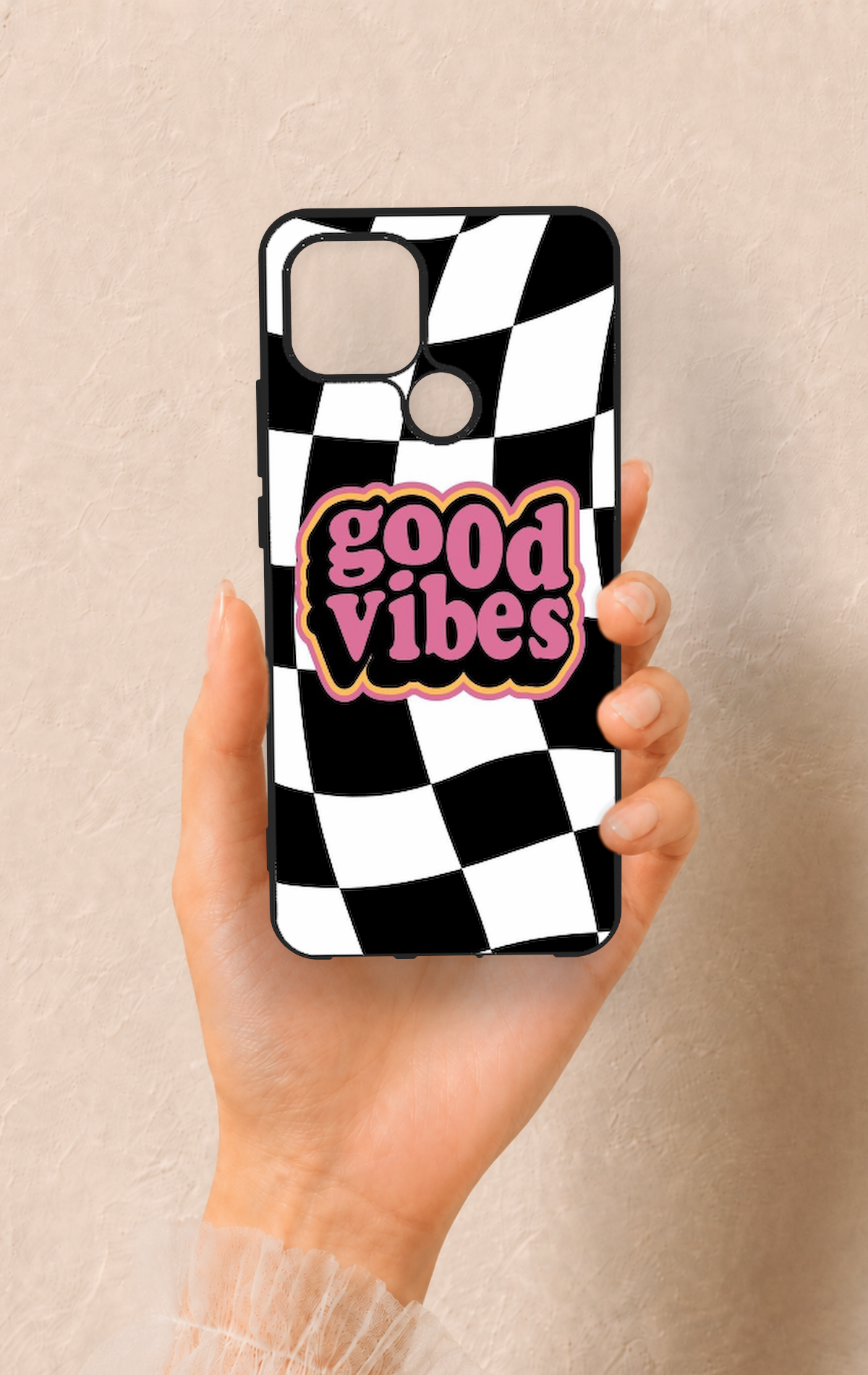 Oppo A15 Uyumlu Black Good Vibes Desenli Silikon Kılıf