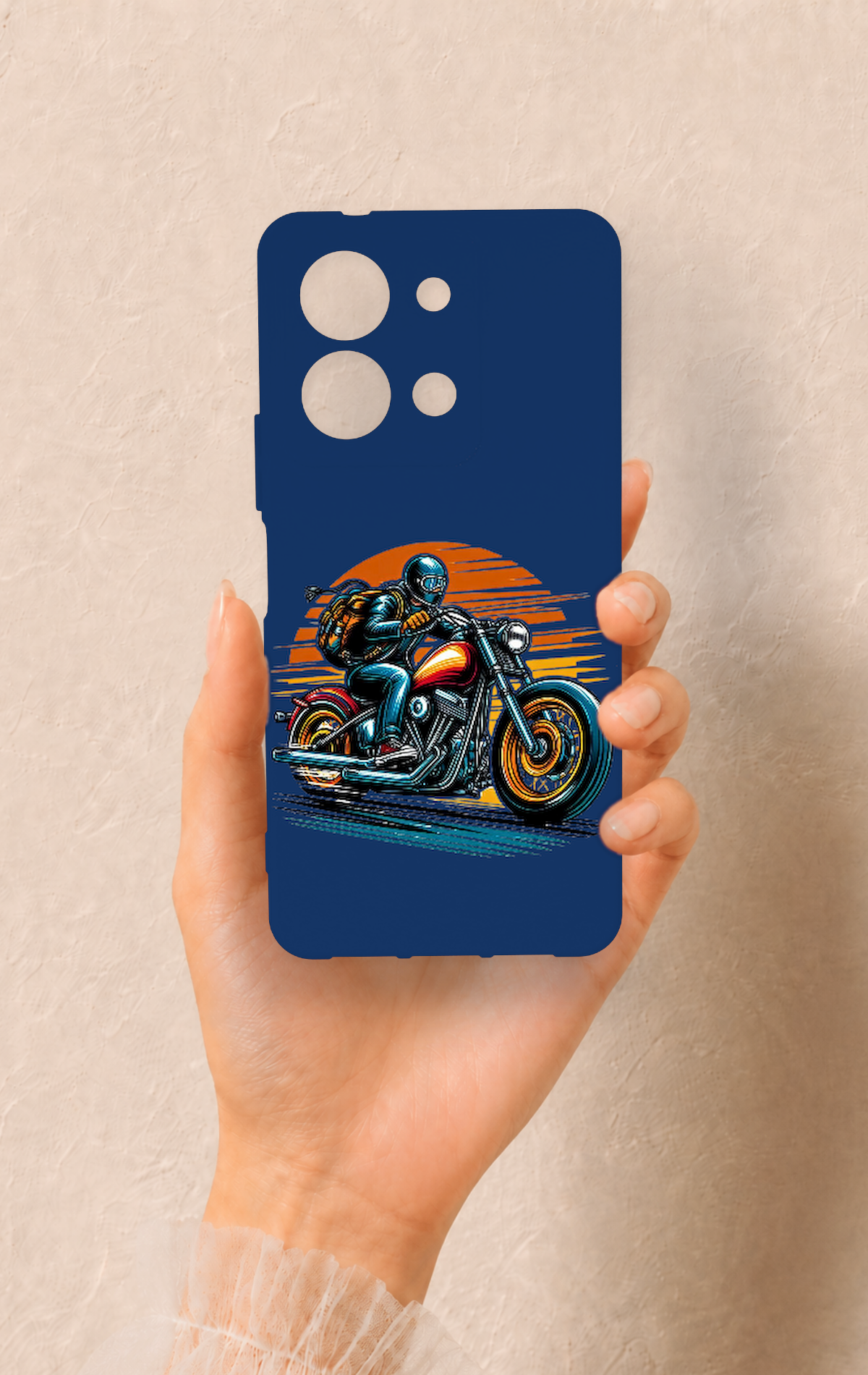 Vivo Y36 Uyumlu Moto Rider Desenli Silikon Kılıf