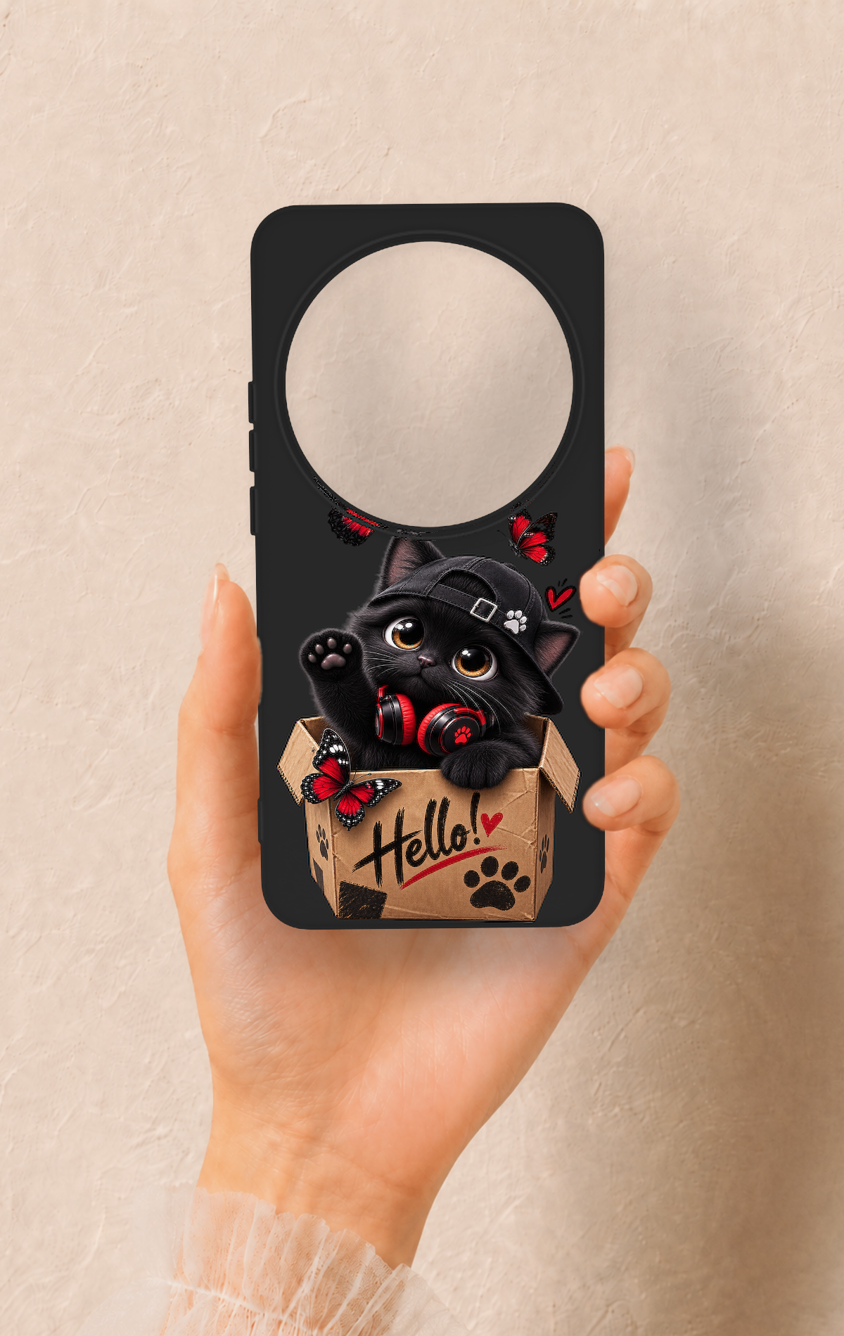 Xiaomi Mi 15 Ultra Uyumlu Hello Cat Desenli Silikon Kılıf