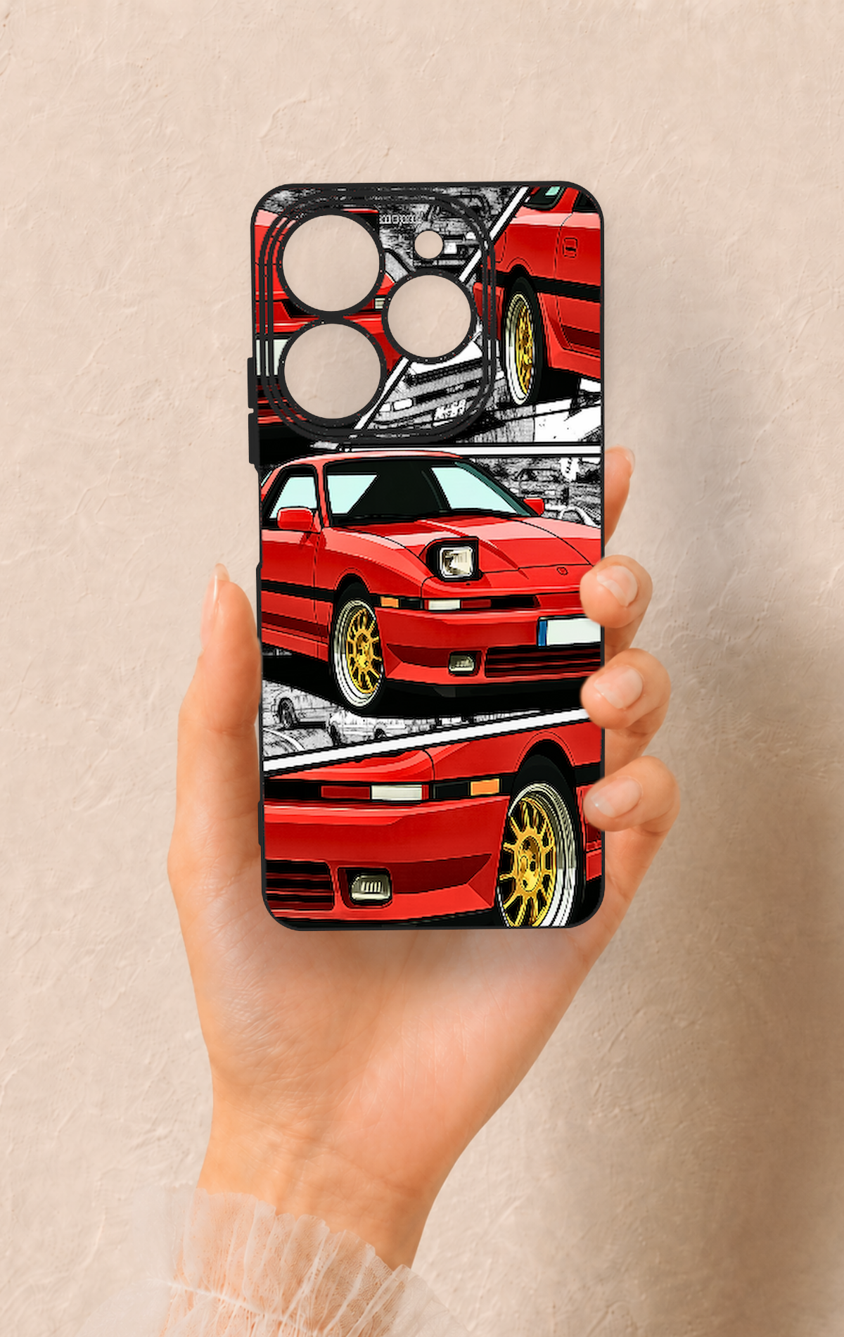 Tecno Spark 10 Pro Uyumlu Kırmızı Supra Desenli Silikon Kılıf
