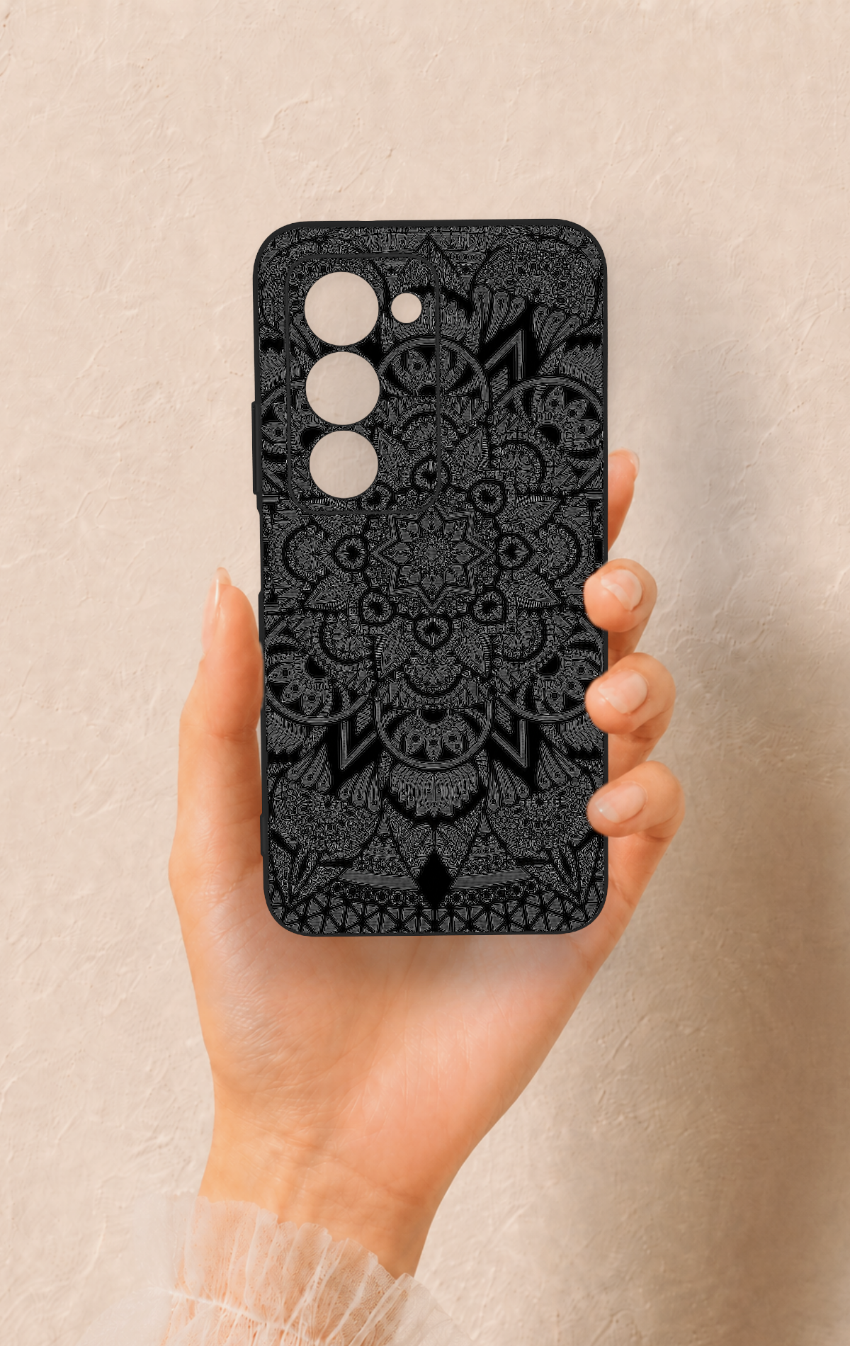 Redmi 15 5G Uyumlu Siyah Beyaz Mandala Desenli Silikon Kılıf