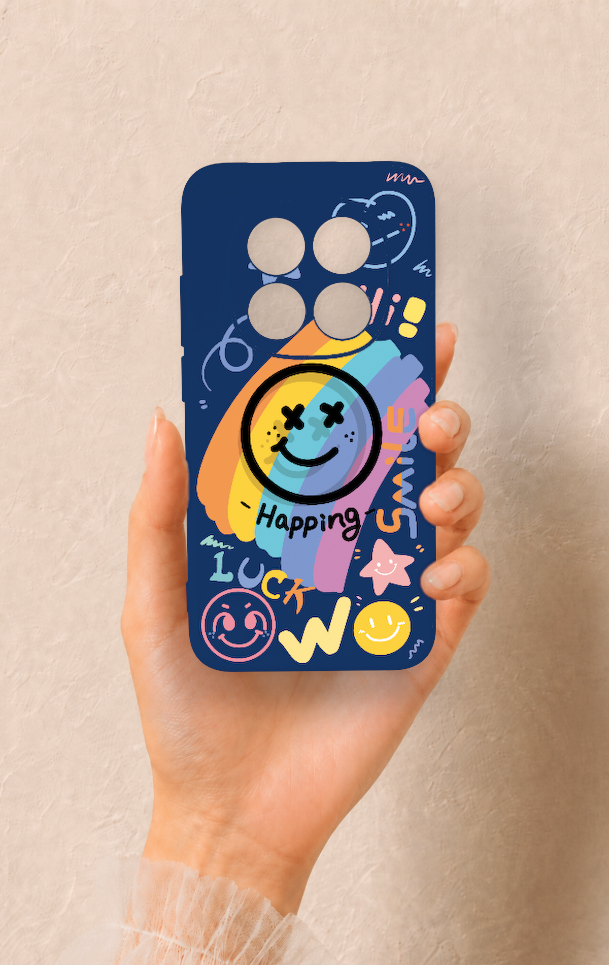 Redmi Note 15 Pro 5G Uyumlu Happing Smile Desenli Silikon Kılıf