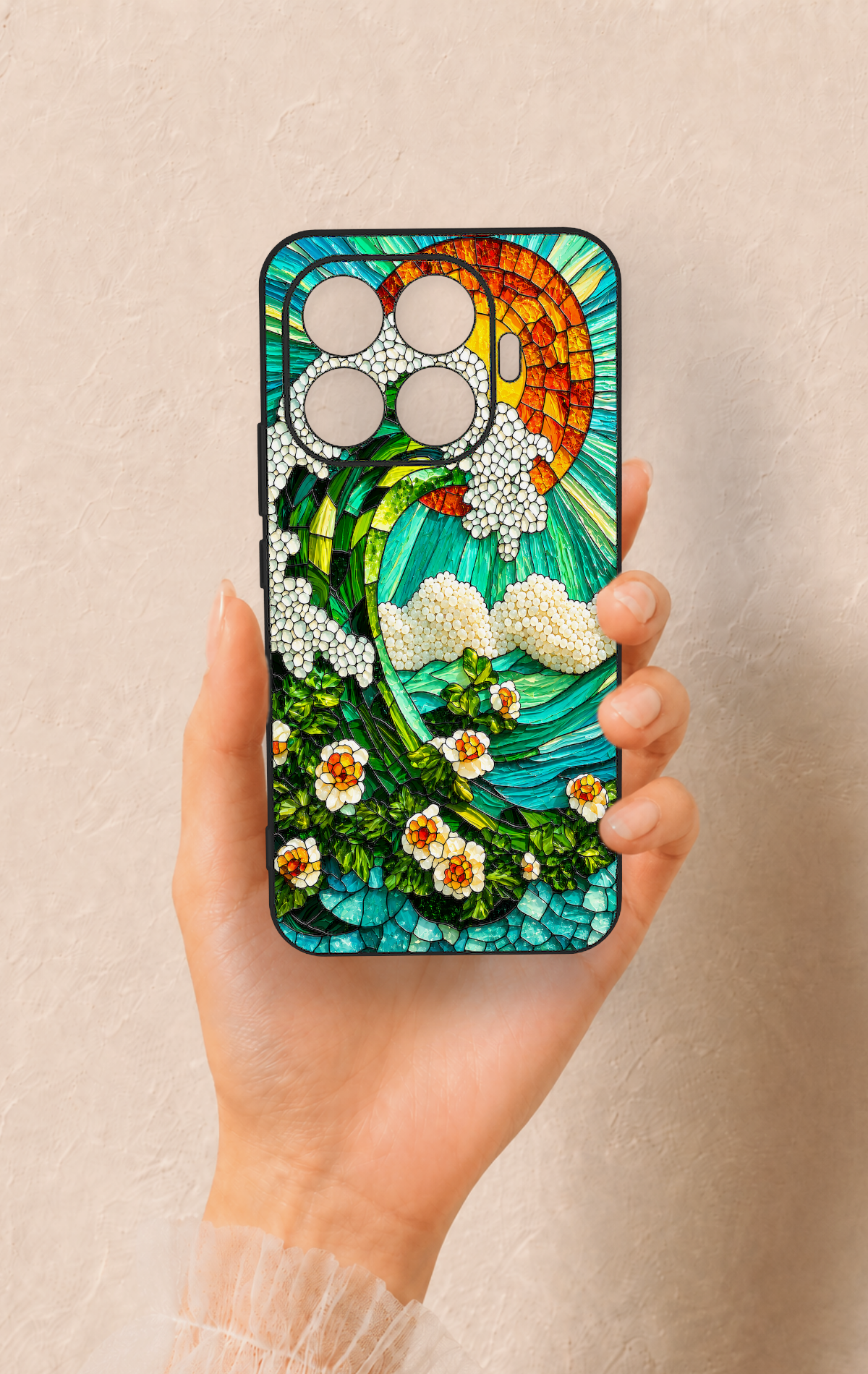 Mi 17T Pro 5G Uyumlu Mozaik Okyanus Dalgası Desenli Silikon Kılıf