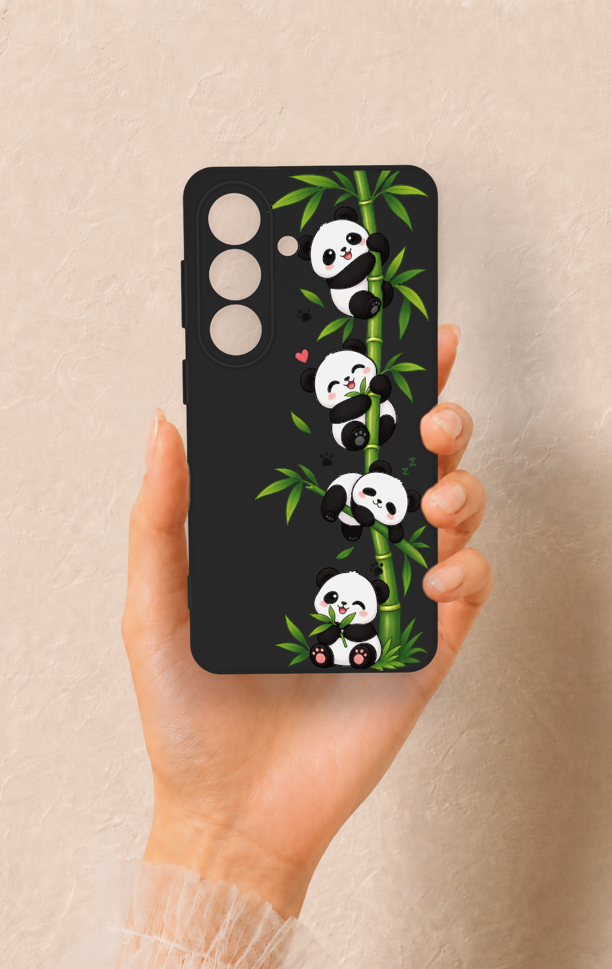 Samsung S26 Uyumlu Sevimli Panda Bambu Desenli Silikon Kılıf