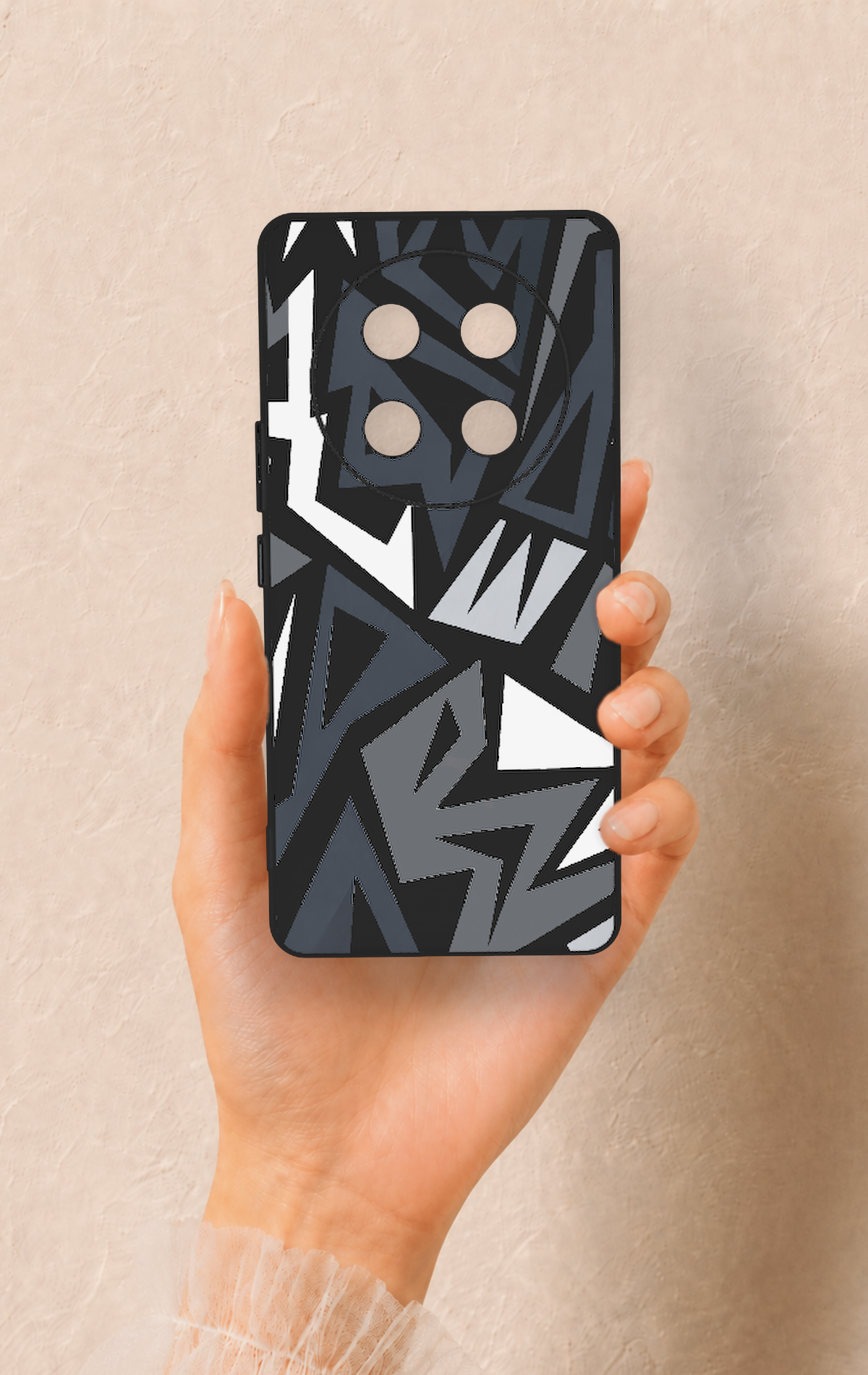 Honor Magic 7 Lite 5G Uyumlu Geometrik Blok Desenli Silikon Kılıf