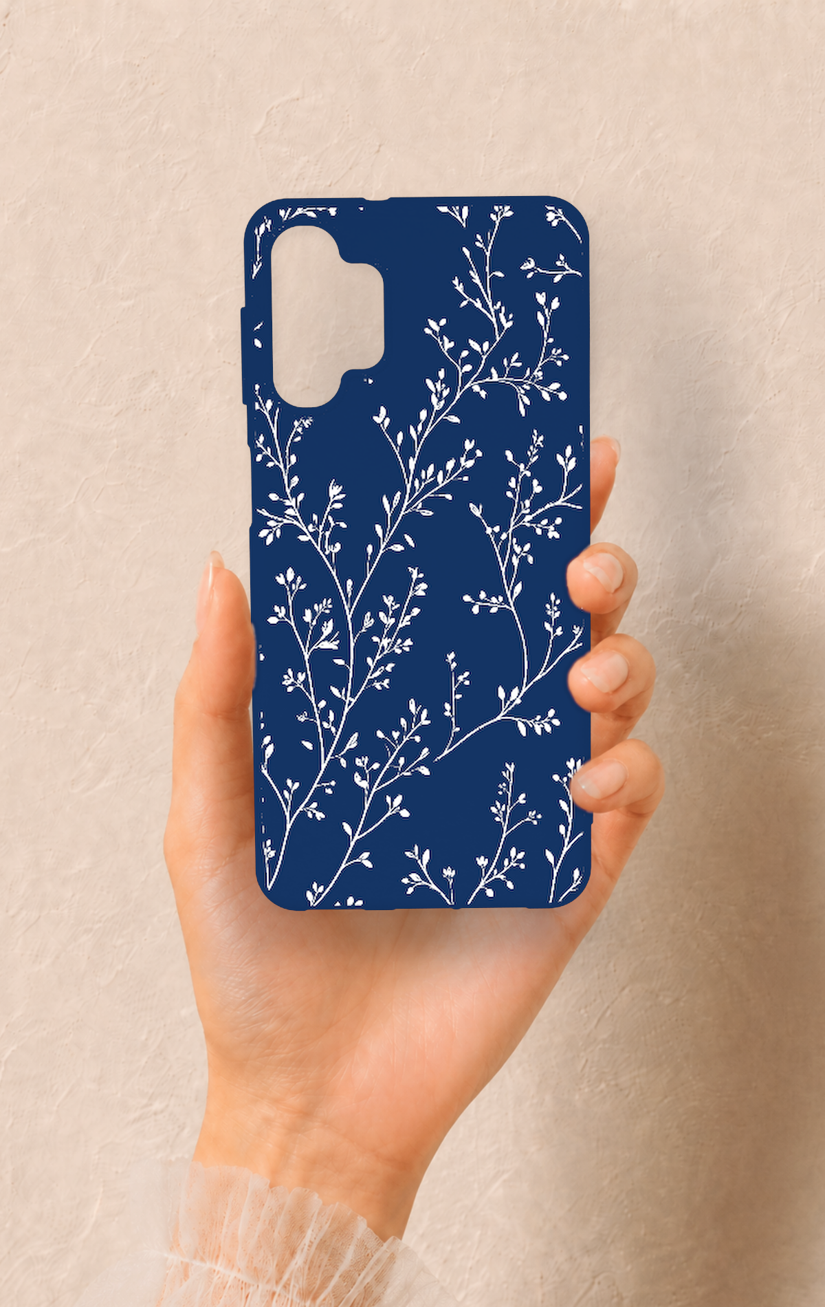 Samsung A32 Uyumlu İnce Yaprak Dalı Desenli Silikon Kılıf
