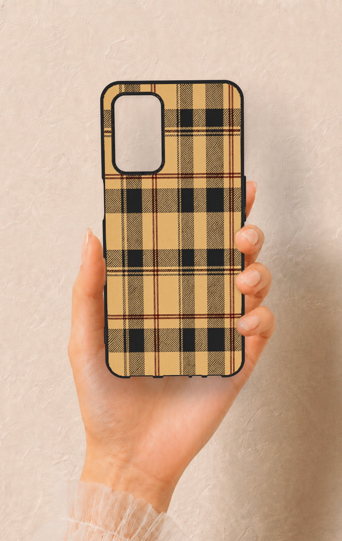 Oppo A55 Uyumlu Burberry Ekose Desenli Silikon Kılıf