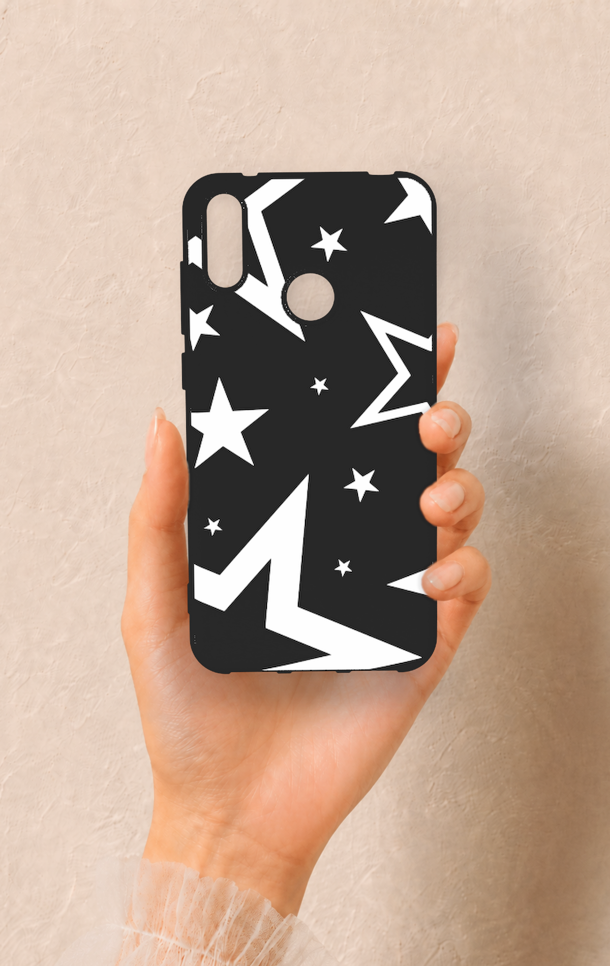 Huawei Y7 2019 Uyumlu Siyah Mega Star Desenli Silikon Kılıf