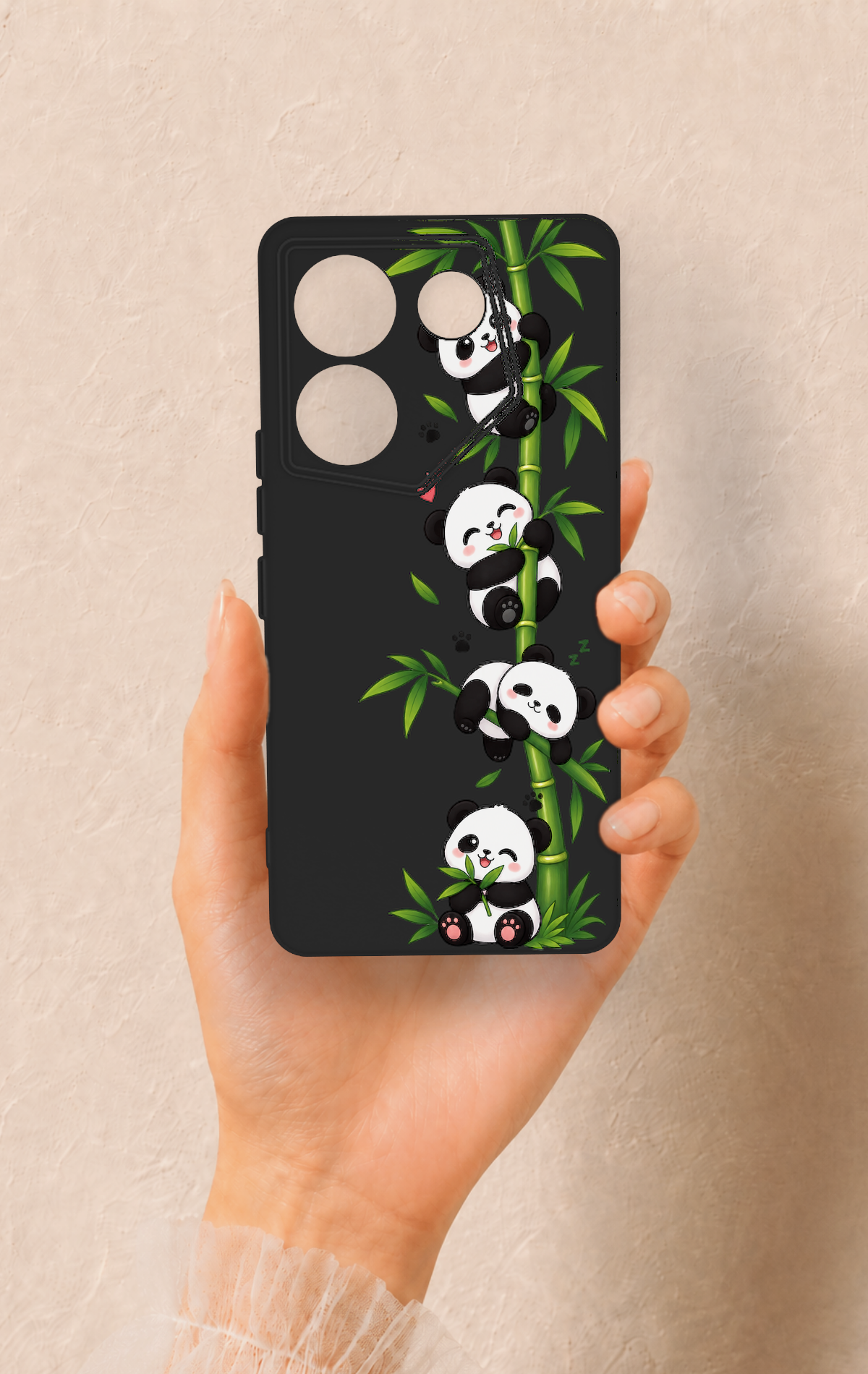 Tecno Caman 20 Pro 5G Uyumlu Sevimli Panda Bambu Desenli Silikon Kılıf