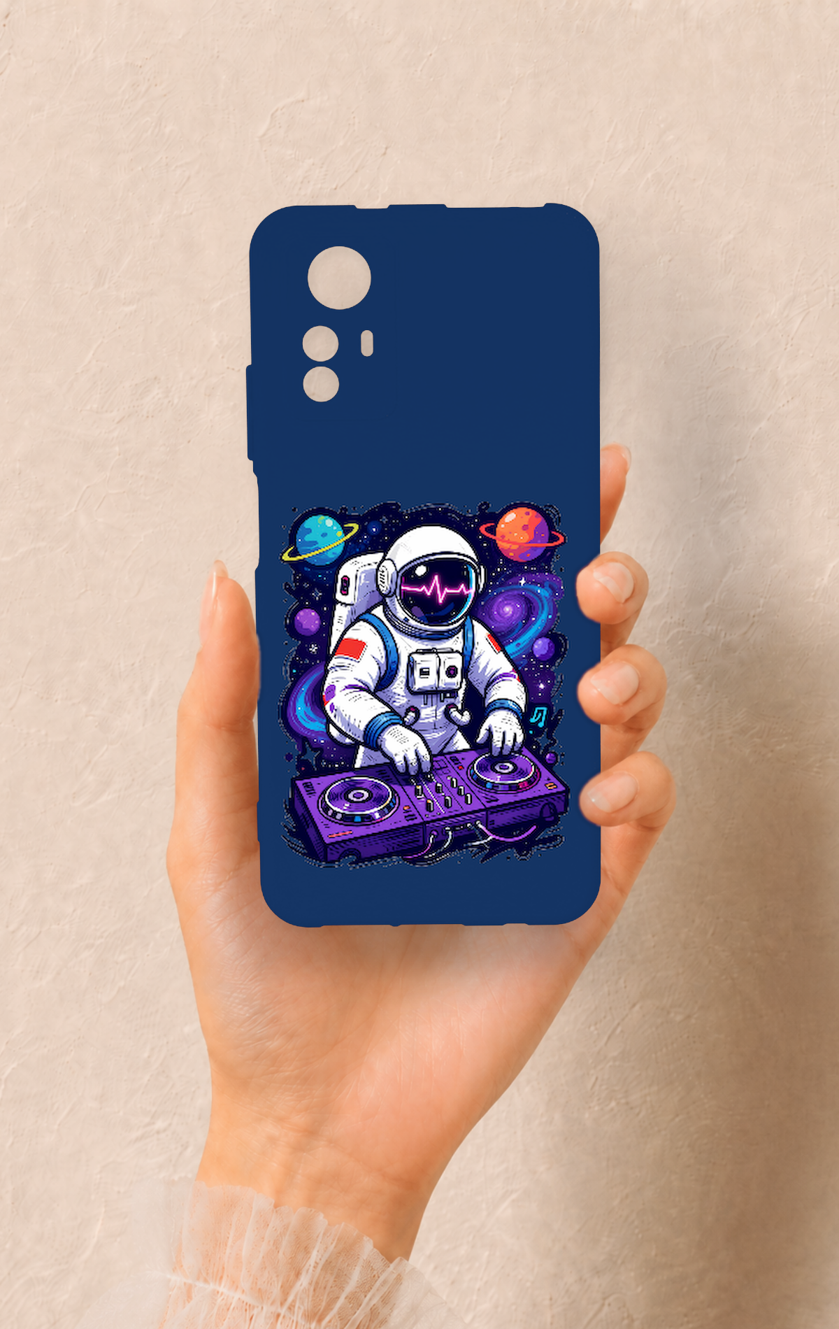 Redmi Note 12S Uyumlu Astronot DJ Desenli Silikon Kılıf
