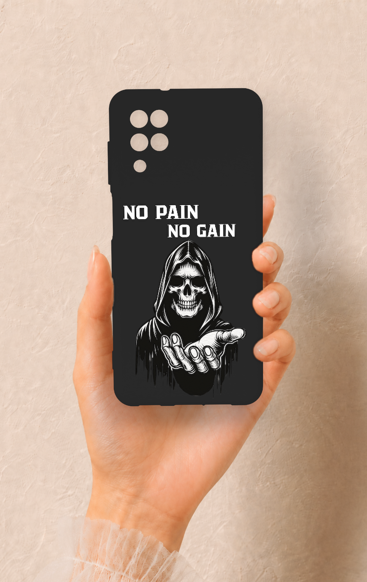 Samsung A12 Uyumlu No Pain No Gain Desenli Silikon Kılıf