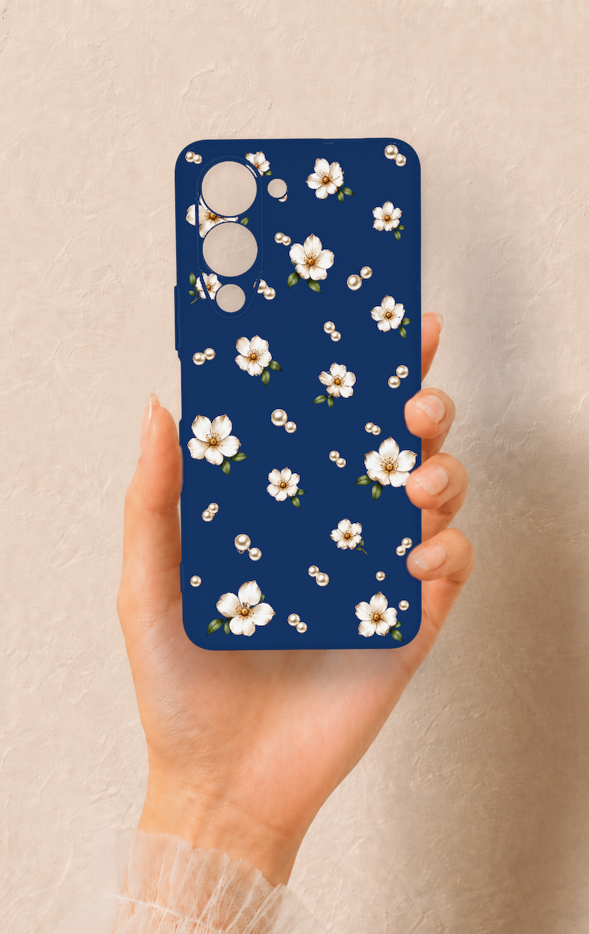 Vivo Y19 5G Uyumlu Papatya İnci Desenli Silikon Kılıf