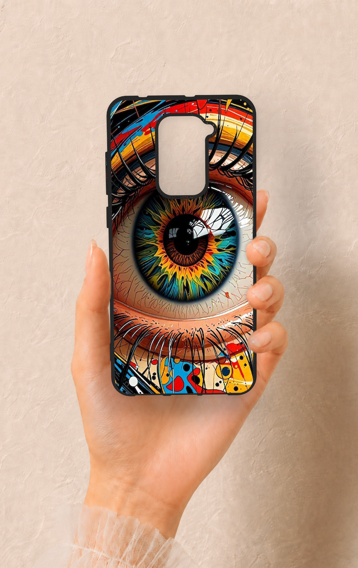 Redmi Note 9 Uyumlu Renkli Göz Bebeği Desenli Silikon Kılıf