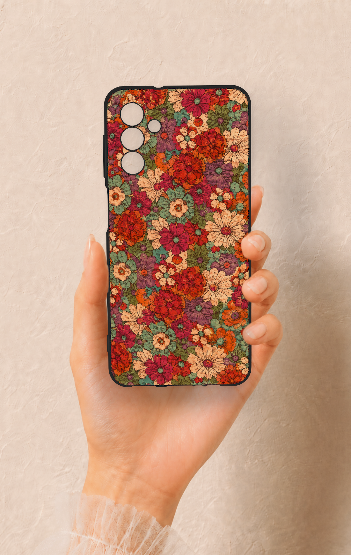 Samsung A04S Uyumlu Pastel Çiçek Bahçesi Desenli Silikon Kılıf