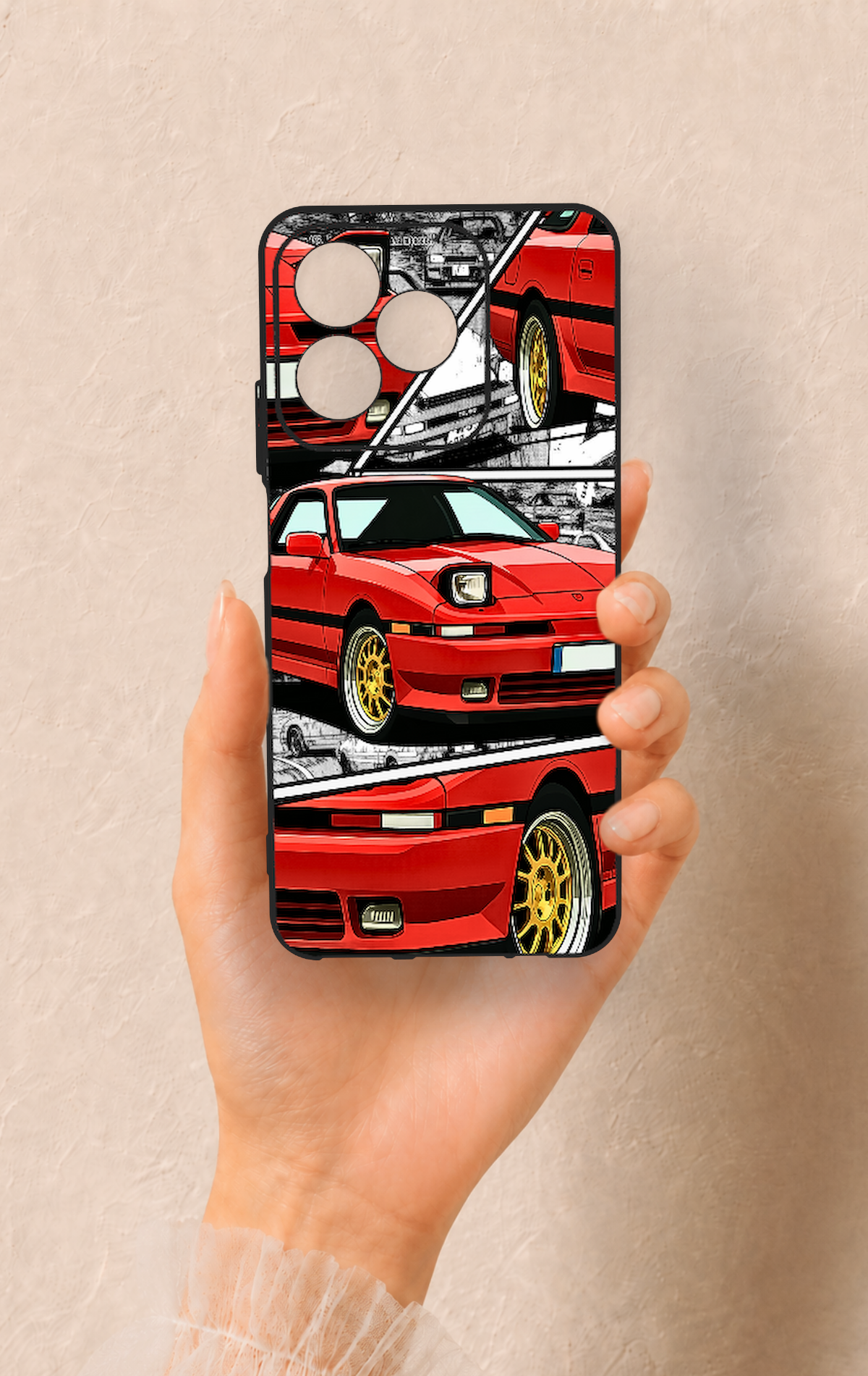 Realme C53 Uyumlu Kırmızı Supra Desenli Silikon Kılıf