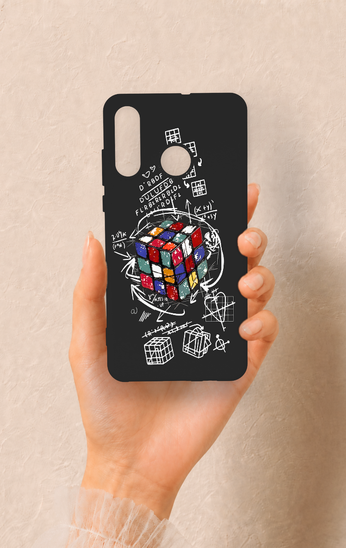 Huawei P30 Lite Uyumlu Rubik Küb Desenli Silikon Kılıf