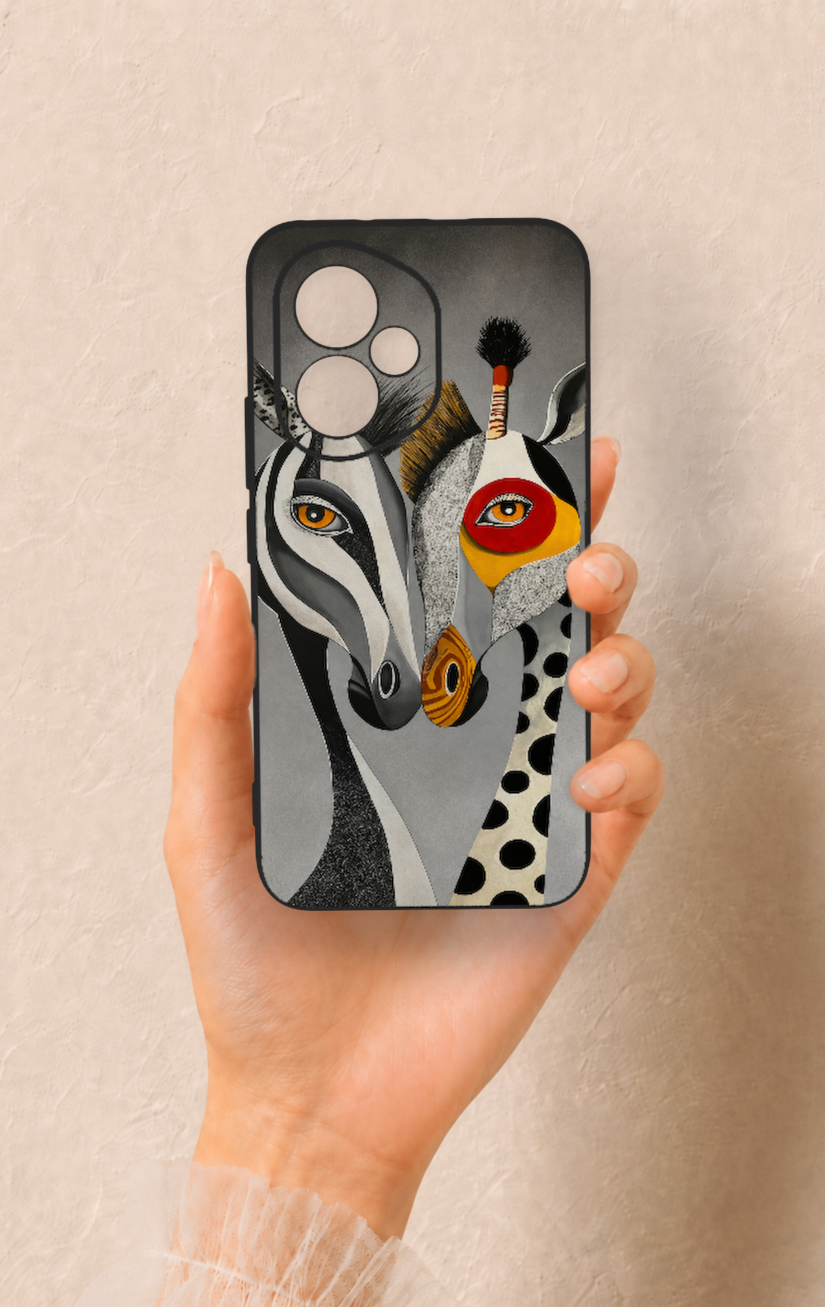 Honor 400 Uyumlu Zebra ve Zürafa Desenli Silikon Kılıf
