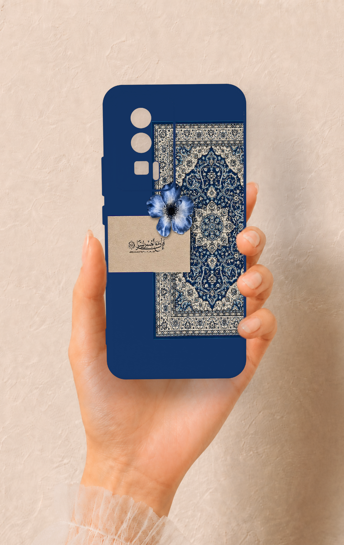 Poco F5 Pro Uyumlu Mavi Etnik Halı Desenli Silikon Kılıf