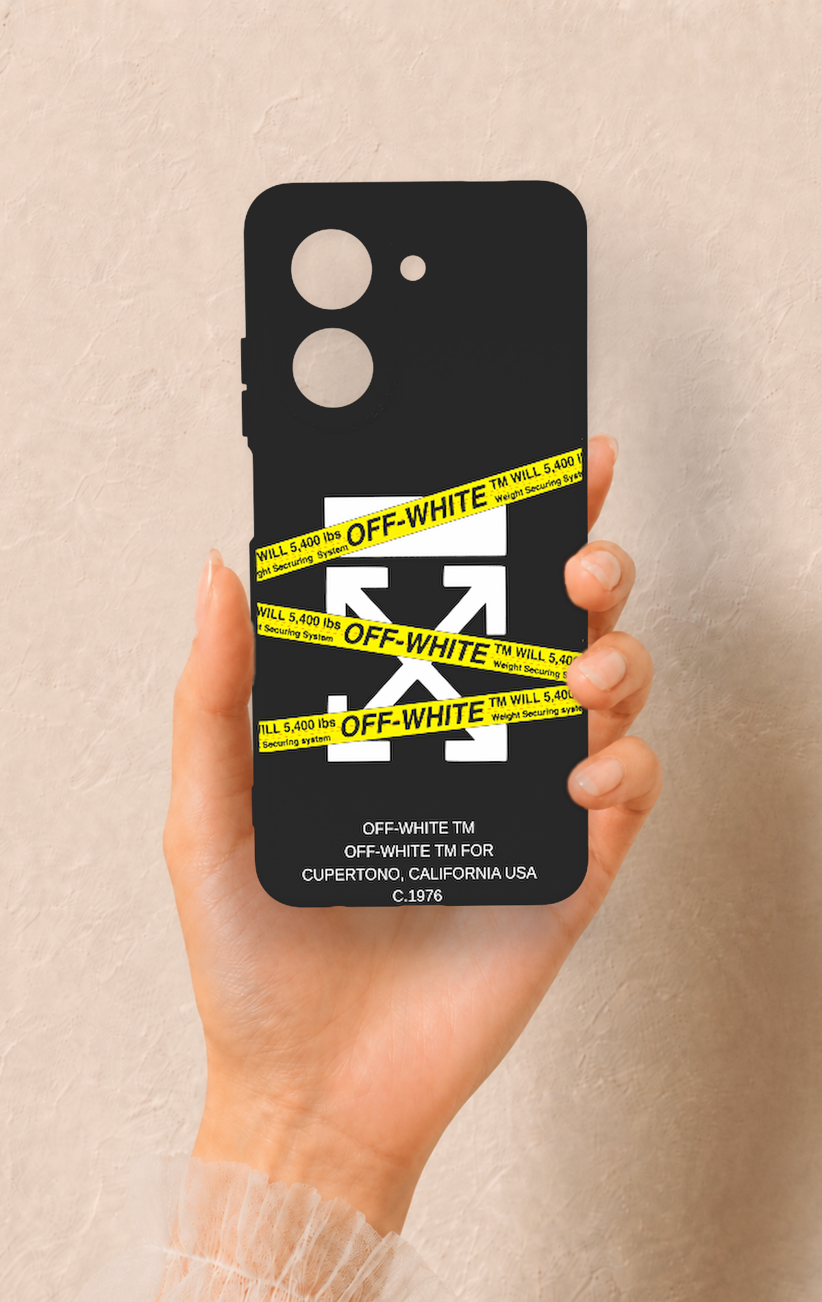 Redmi A5 Uyumlu Off White Desenli Silikon Kılıf