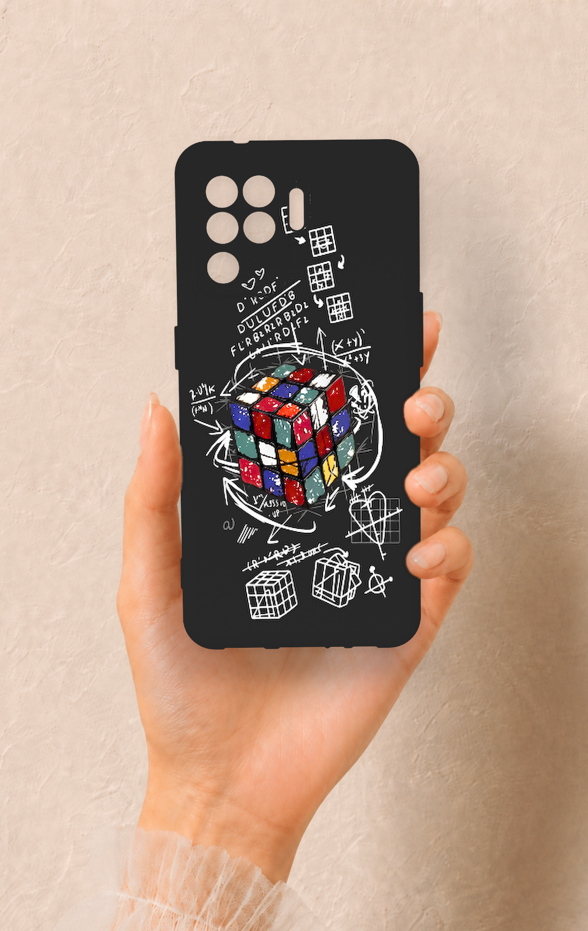 Oppo Reno 5 Lite Uyumlu Rubik Küb Desenli Silikon Kılıf