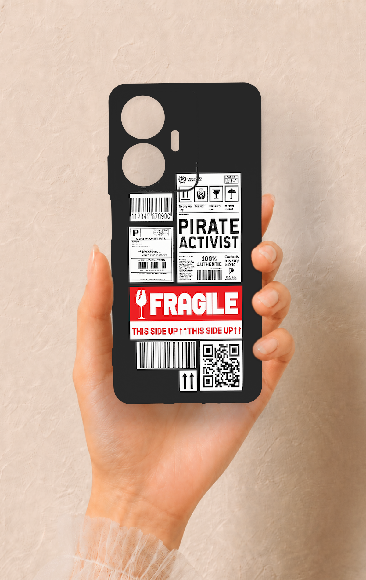 Realme C55 Uyumlu Fragile Desenli Silikon Kılıf