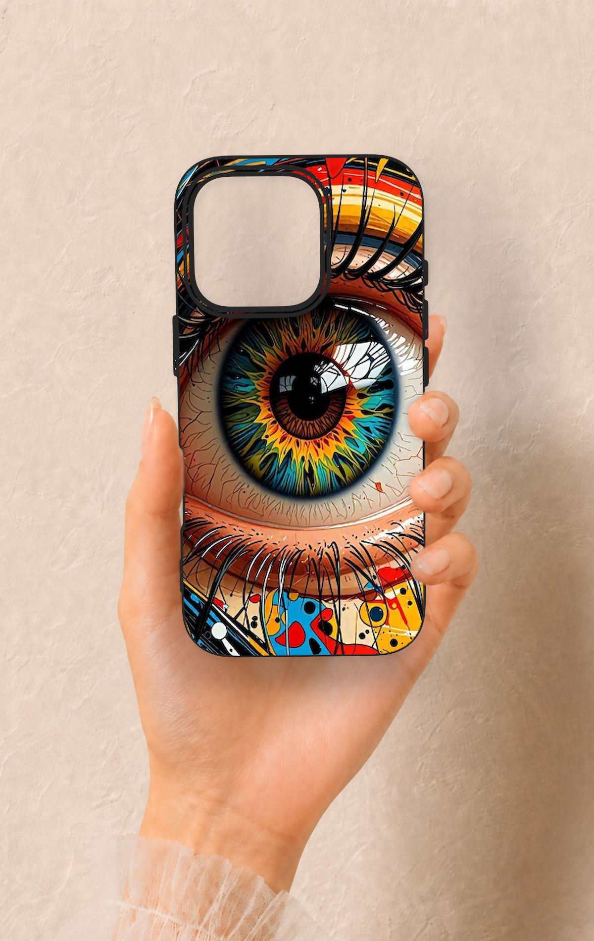 iPhone 16 Pro Uyumlu Renkli Göz Bebeği Desenli Silikon Kılıf