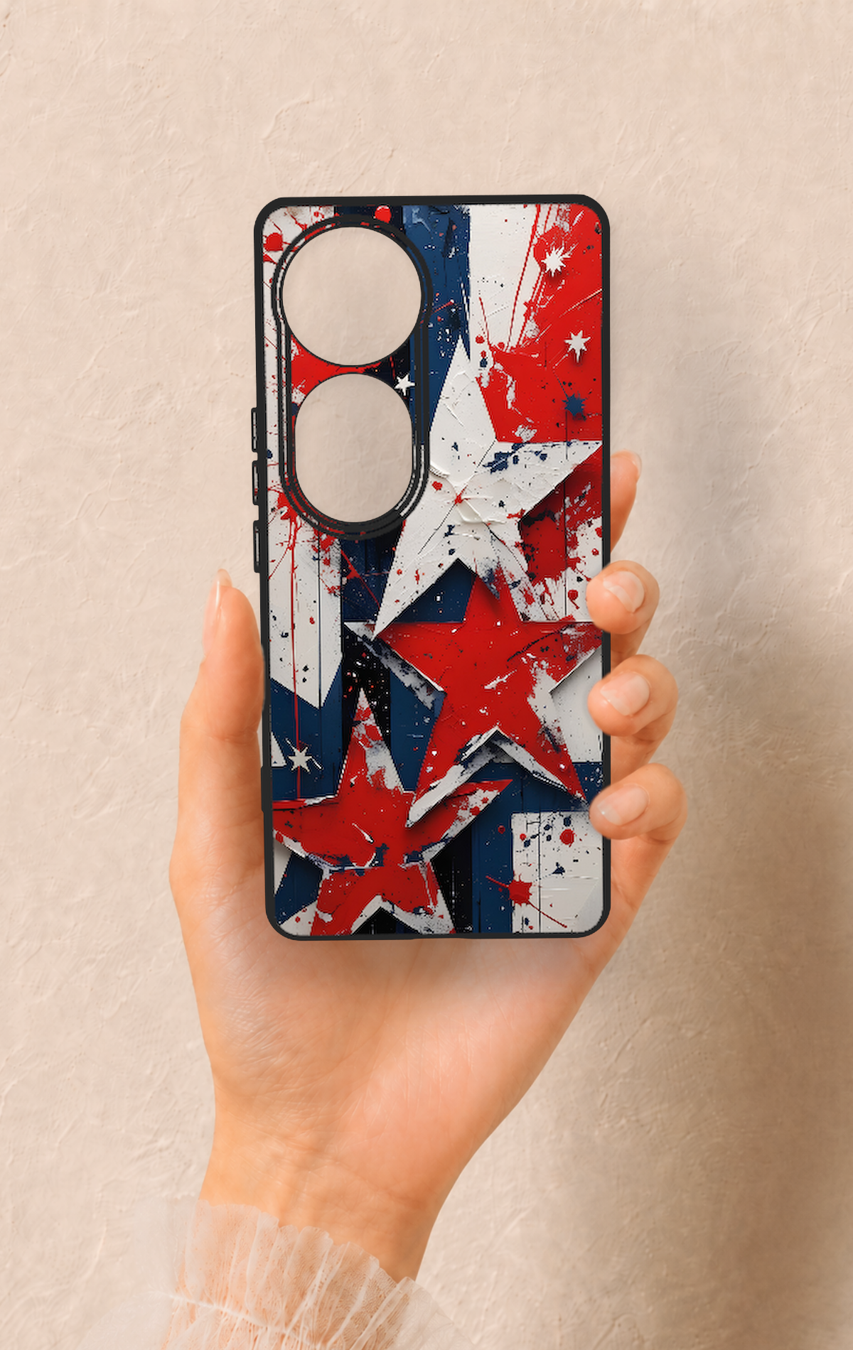 Vivo V40 Uyumlu Star Flag Desenli Silikon Kılıf