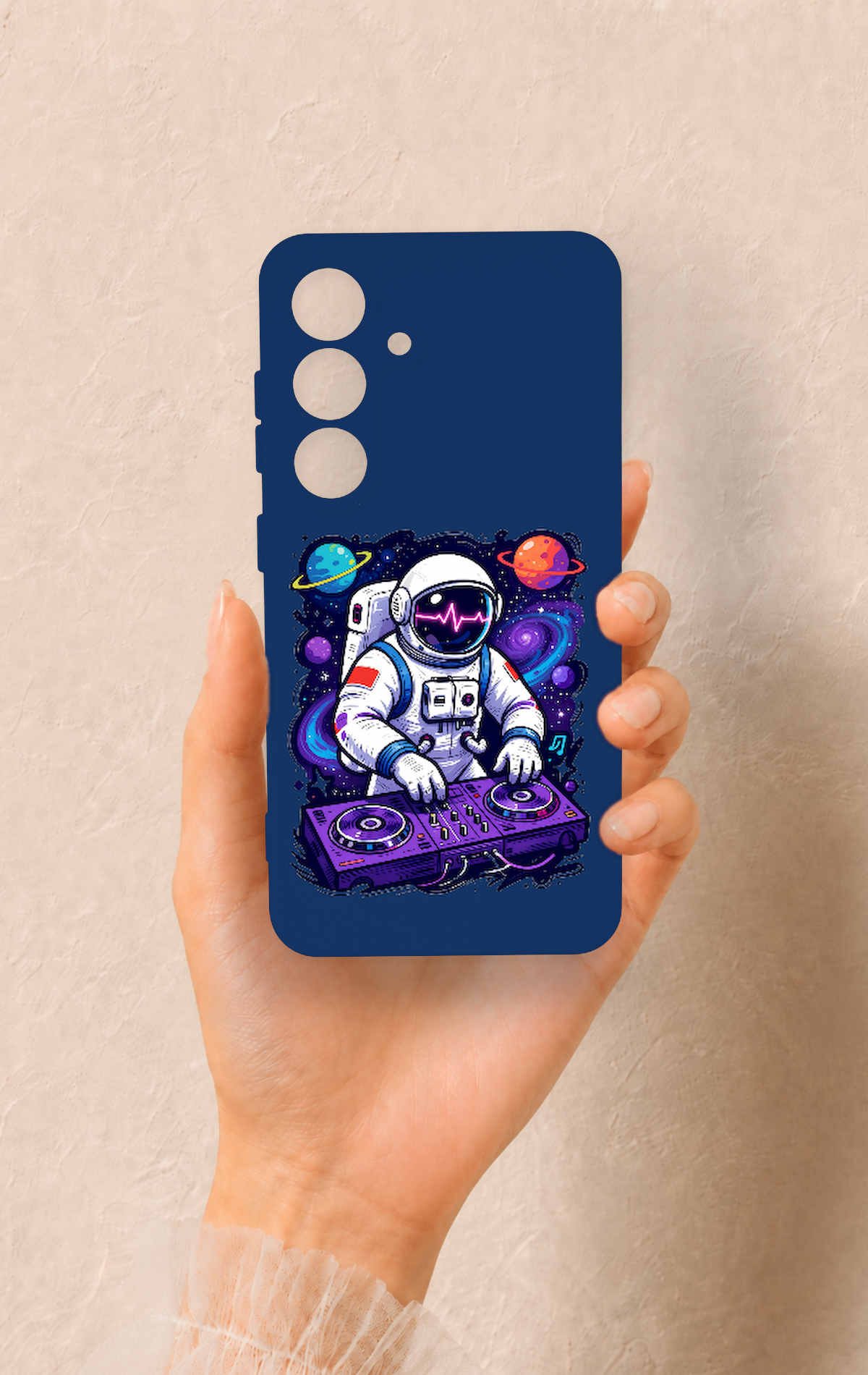 Samsung S25 Uyumlu Astronot DJ Desenli Silikon Kılıf