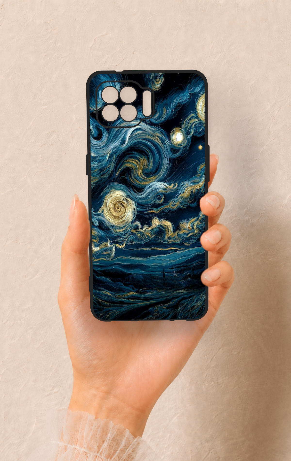 Oppo Reno 4 Lite Uyumlu Yıldızlı Gece Desenli Silikon Kılıf