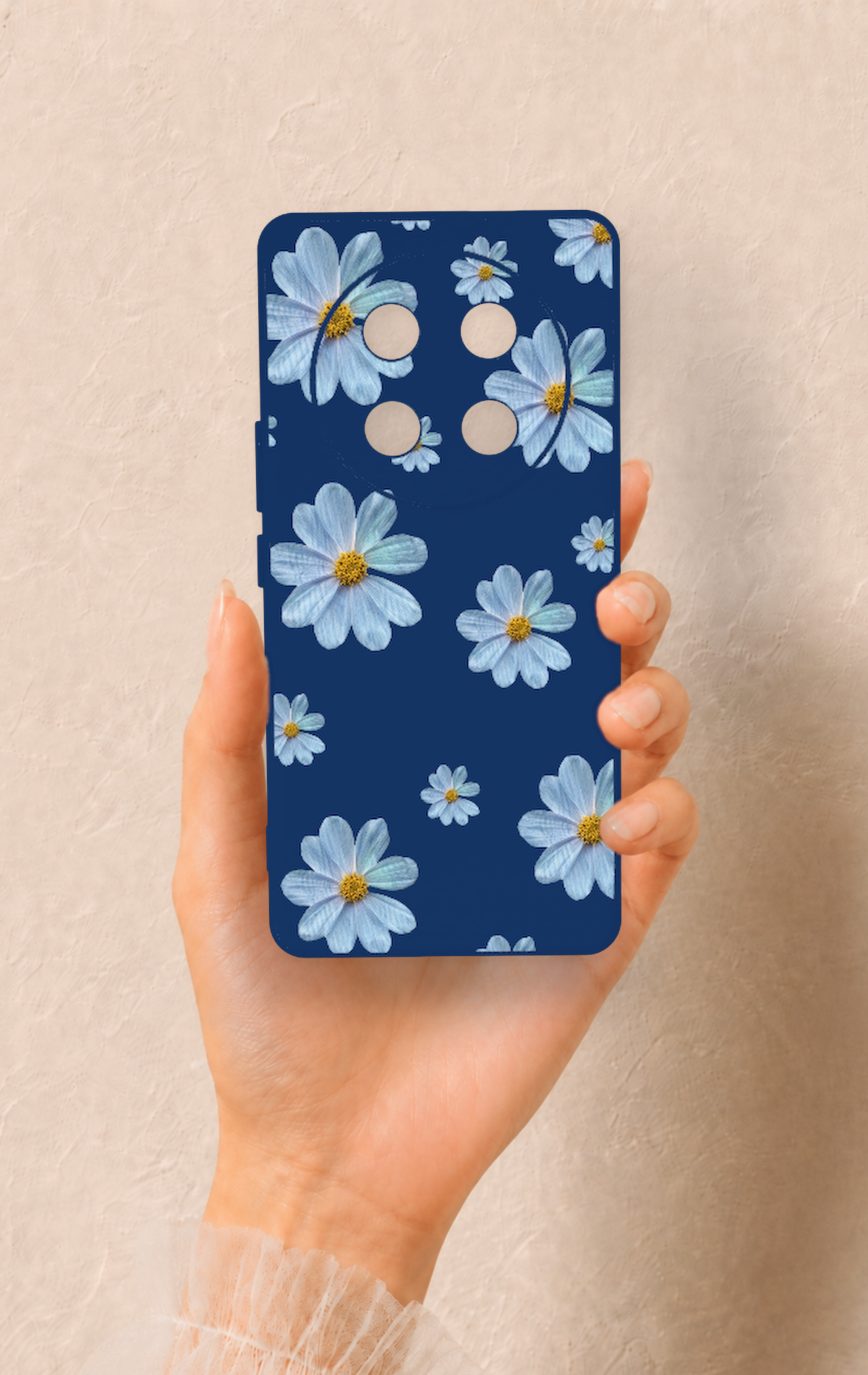 Honor Magic 7 Lite 5G Uyumlu Mavi Papatya Desenli Silikon Kılıf