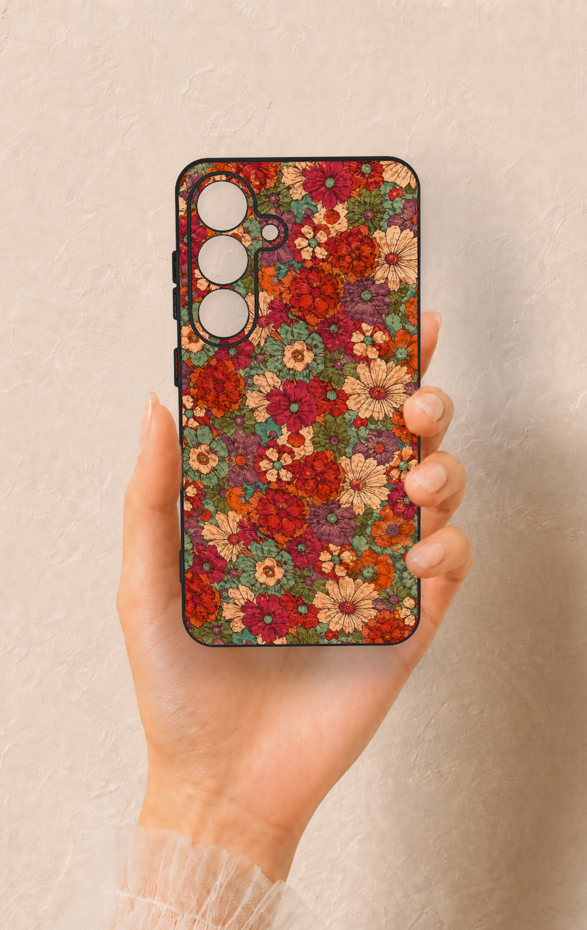 Samsung S25 Uyumlu Pastel Çiçek Bahçesi Desenli Silikon Kılıf