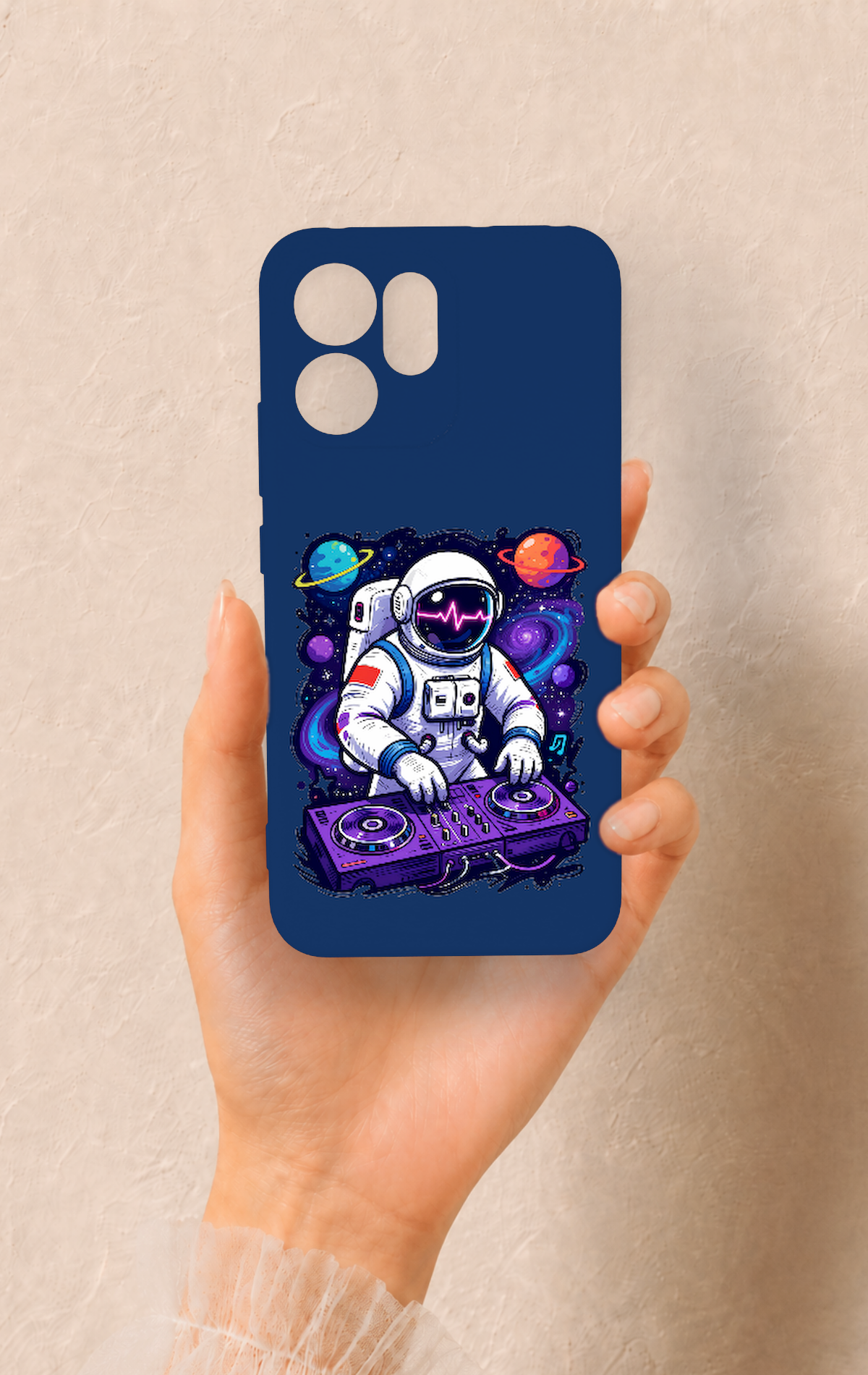 Oppo Reno 14F Uyumlu Astronot DJ Desenli Silikon Kılıf