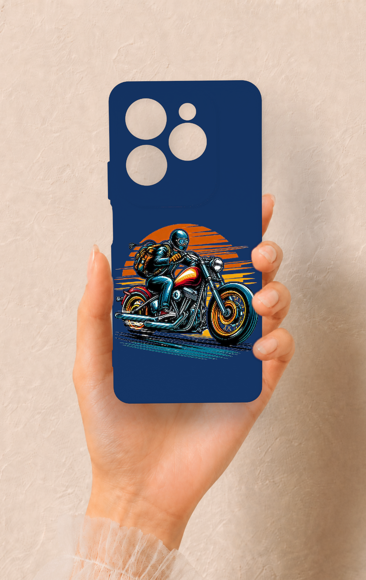 İnfinix Hot 40 Pro Uyumlu Moto Rider Desenli Silikon Kılıf