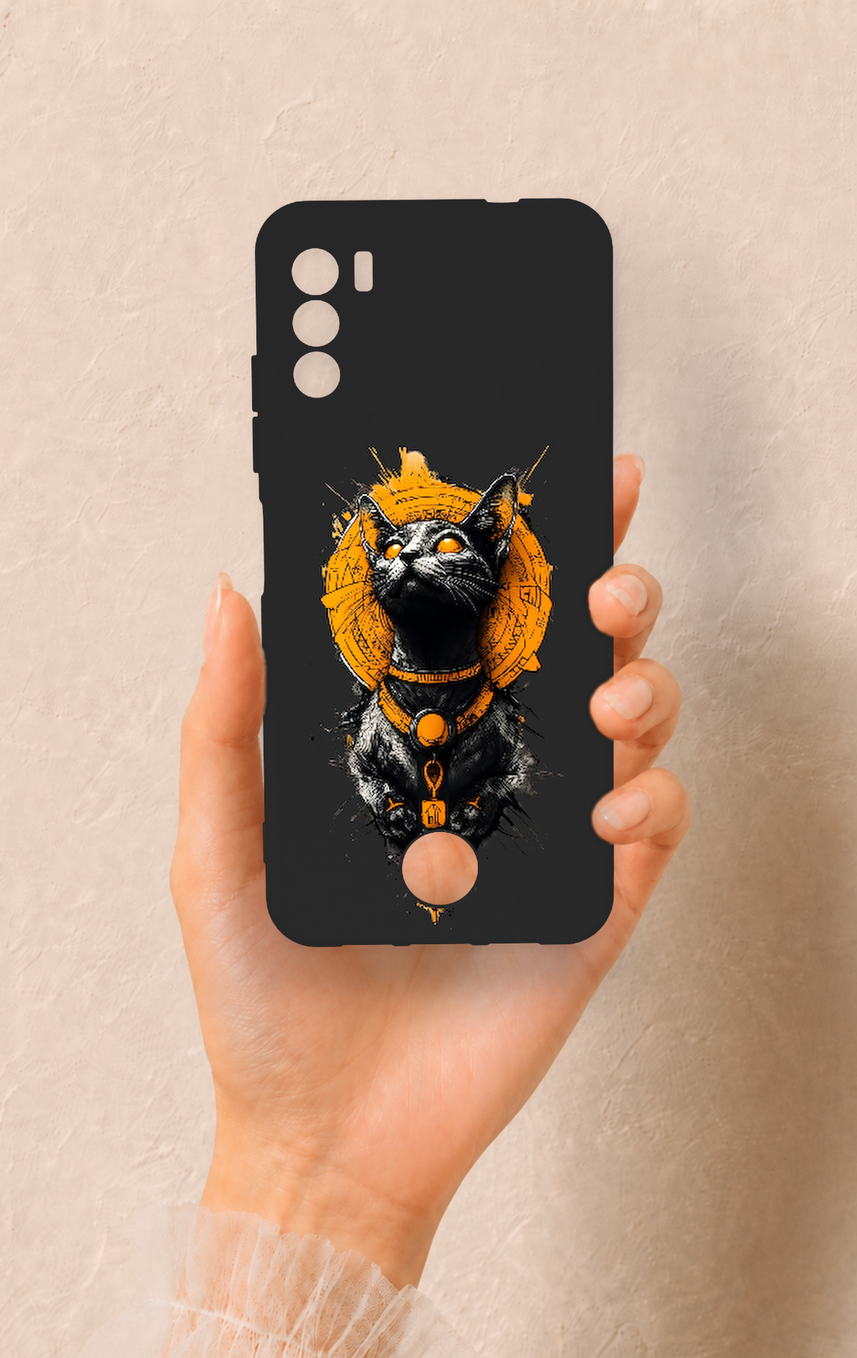 Reeder S19 Max Pro S Uyumlu Mısırlı Kedi Tanrısı Desenli Silikon Kılıf