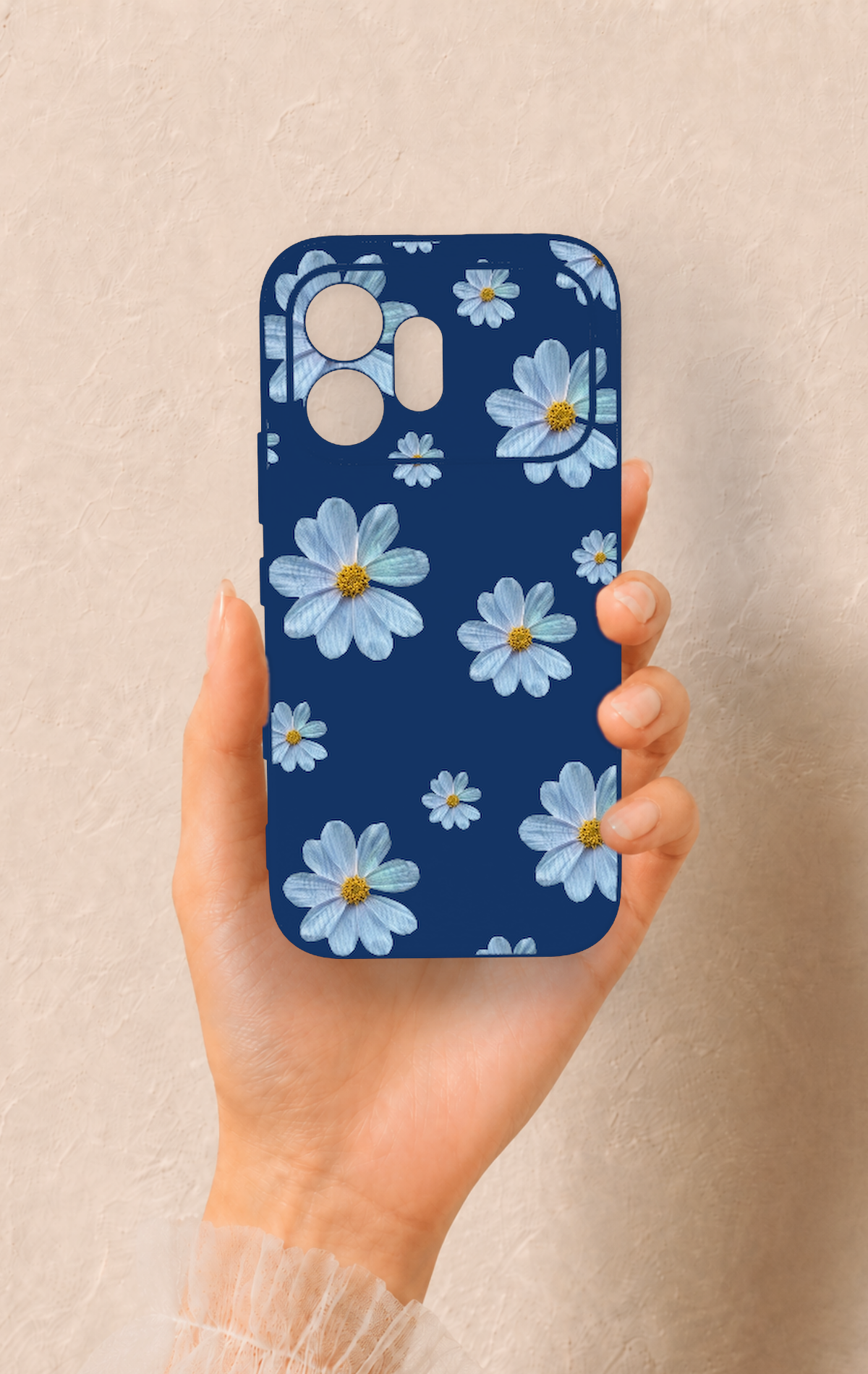 Honor 600 Uyumlu Mavi Papatya Desenli Silikon Kılıf