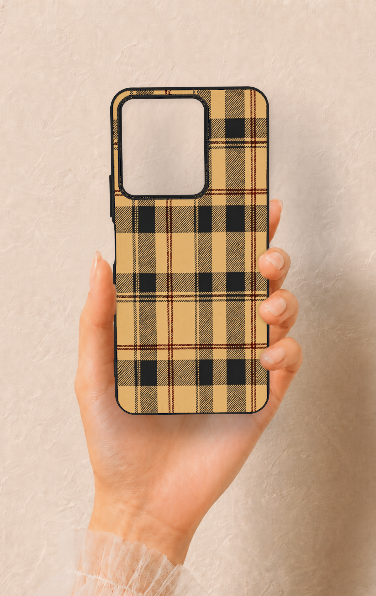 Vivo Y35 Uyumlu Burberry Ekose Desenli Silikon Kılıf