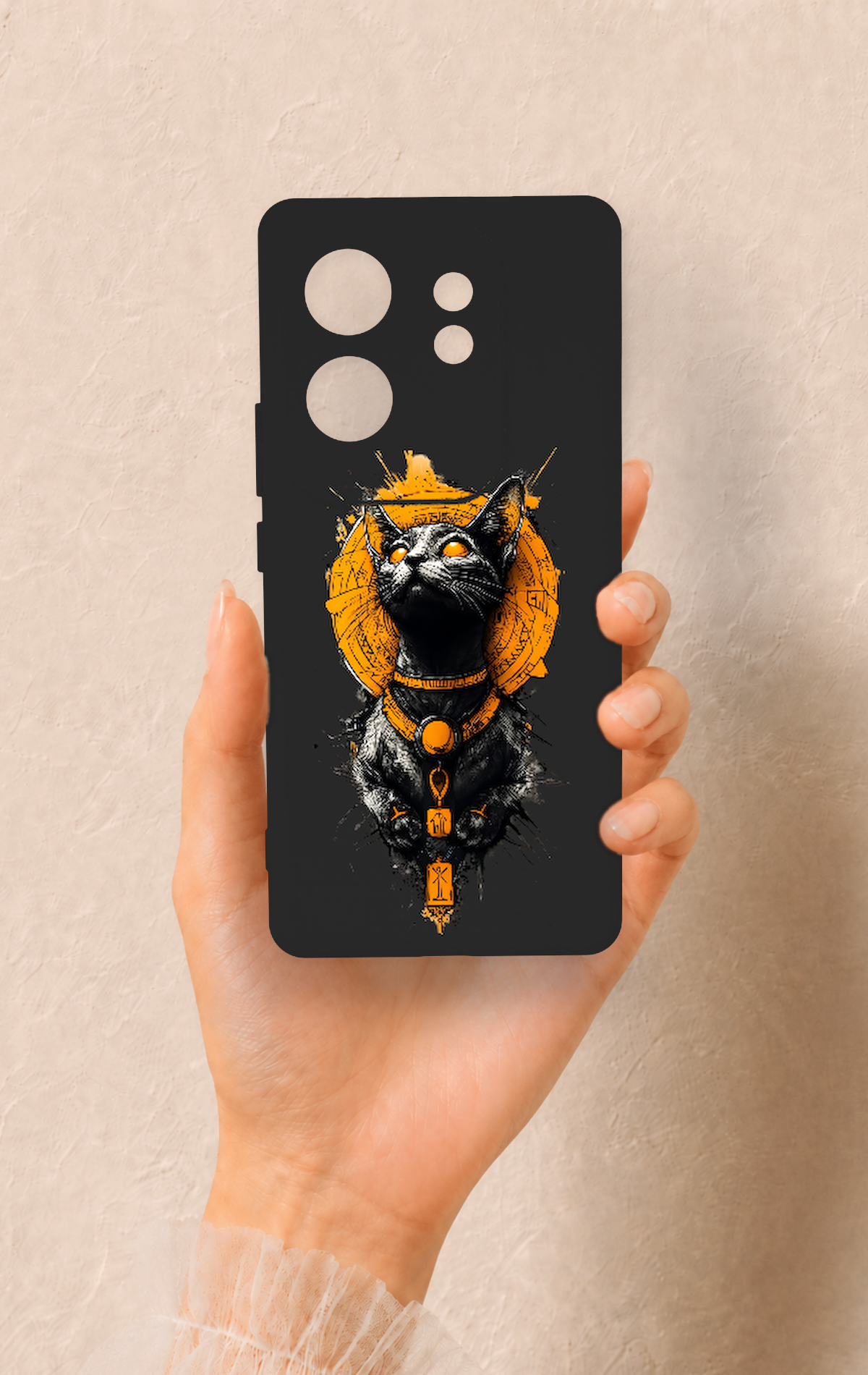 İnfinix Zero 30 Uyumlu Mısırlı Kedi Tanrısı Desenli Silikon Kılıf