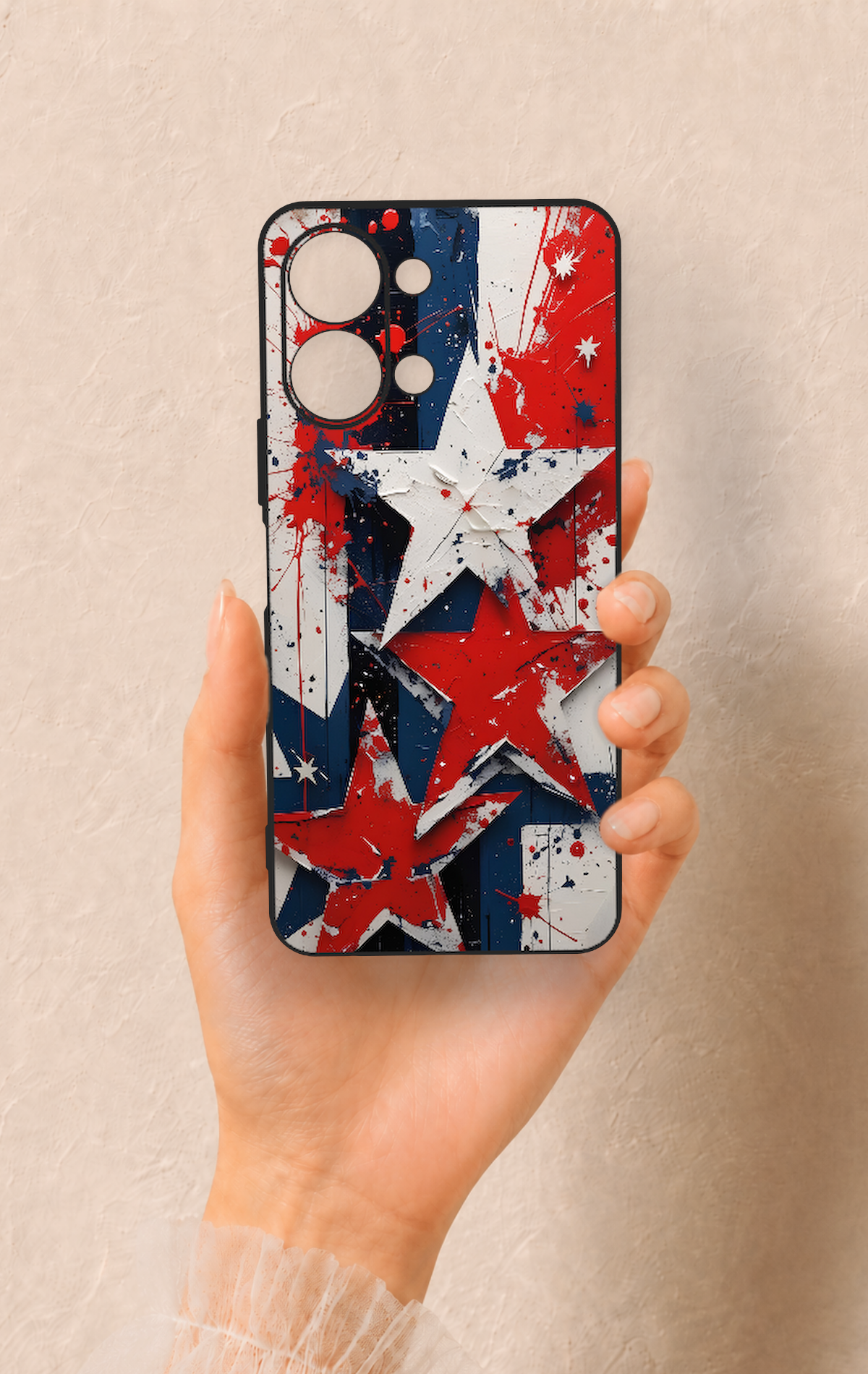 Vivo Y05 4G Uyumlu Star Flag Desenli Silikon Kılıf