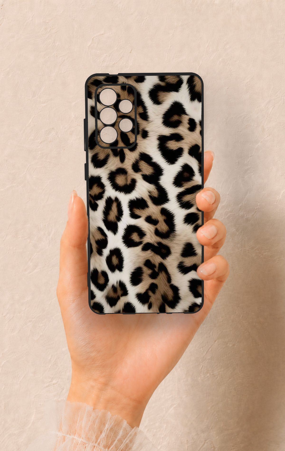 Samsung-A72 Uyumlu Leopar Derisi Desenli Silikon Kılıf