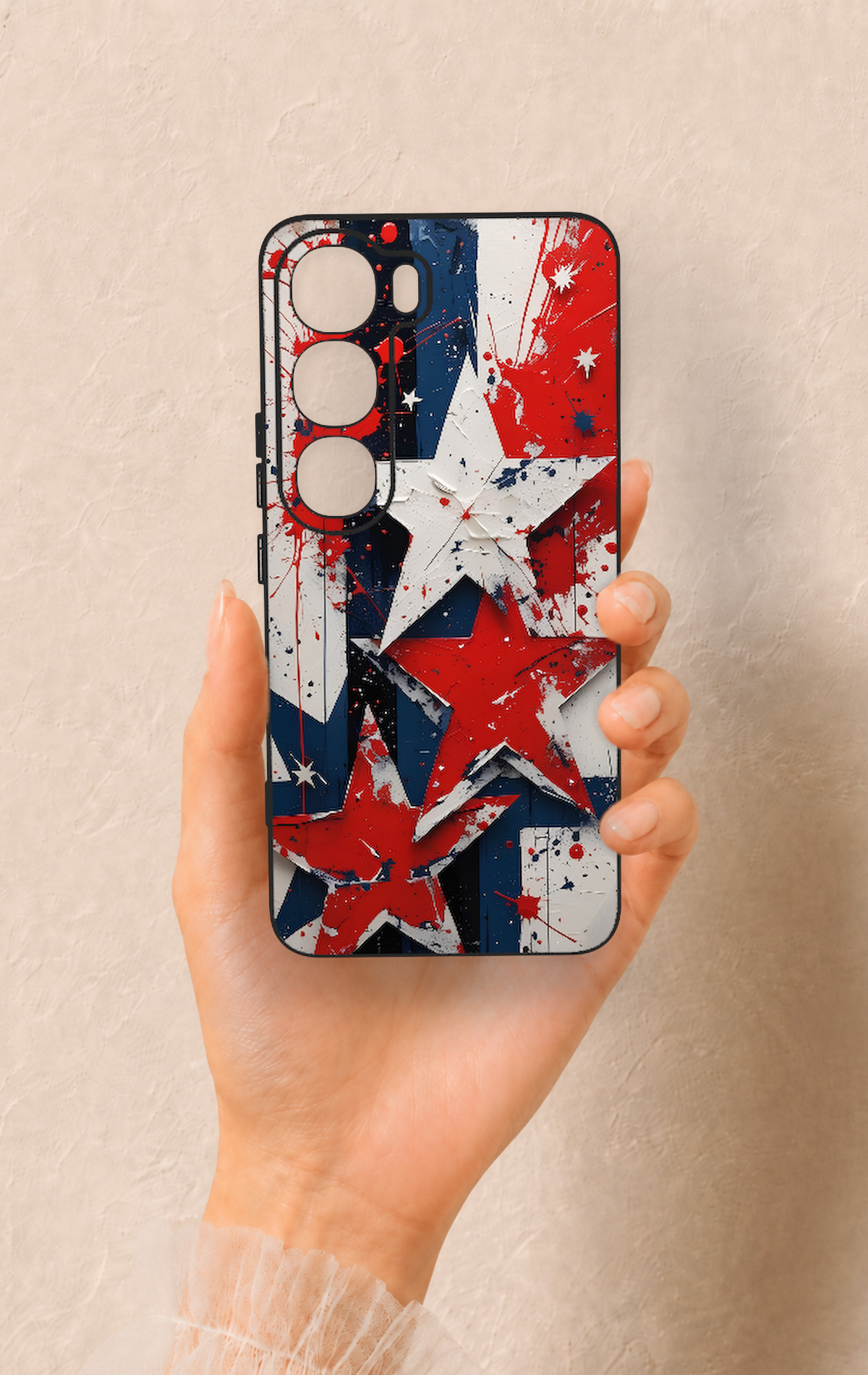 Vivo V40 Lite 5G Uyumlu Star Flag Desenli Silikon Kılıf