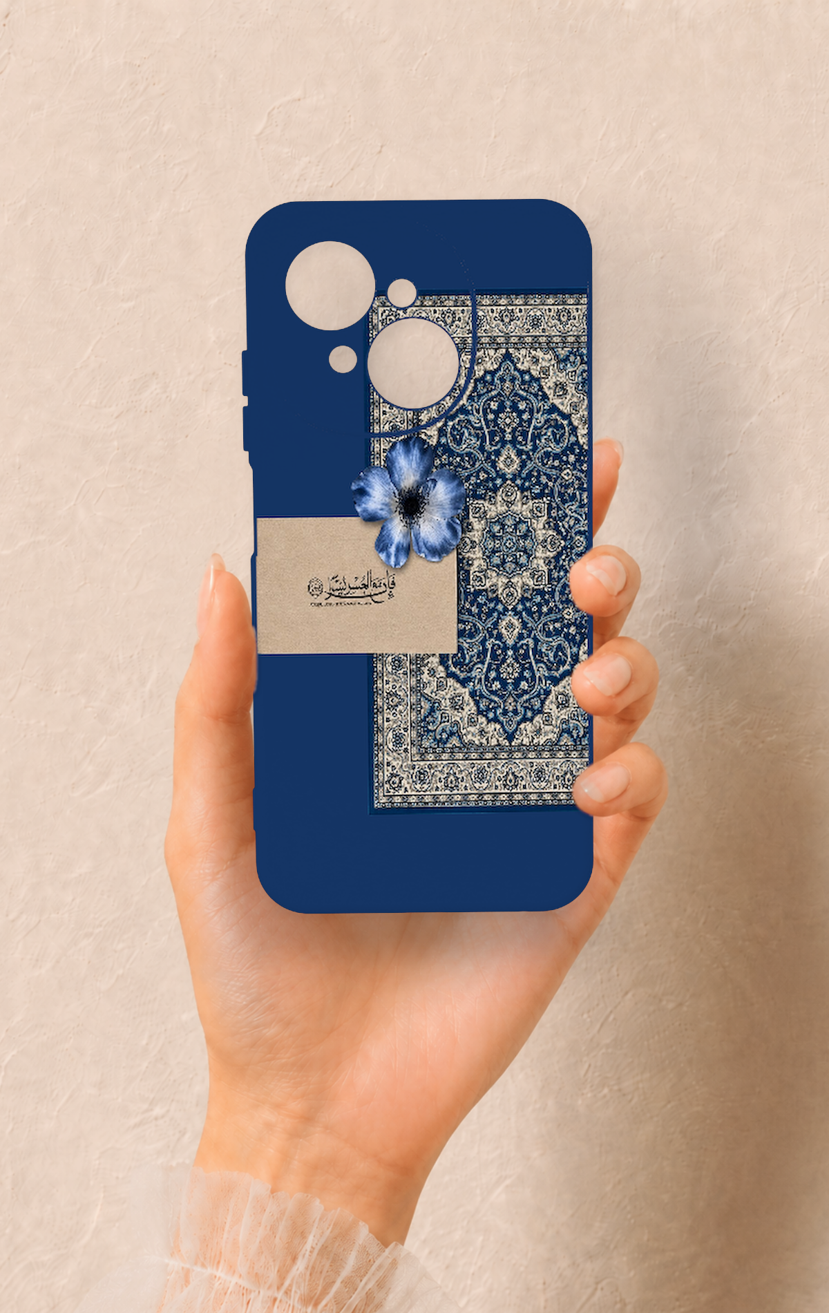 Tecno Spark Go1 Uyumlu Mavi Etnik Halı Desenli Silikon Kılıf