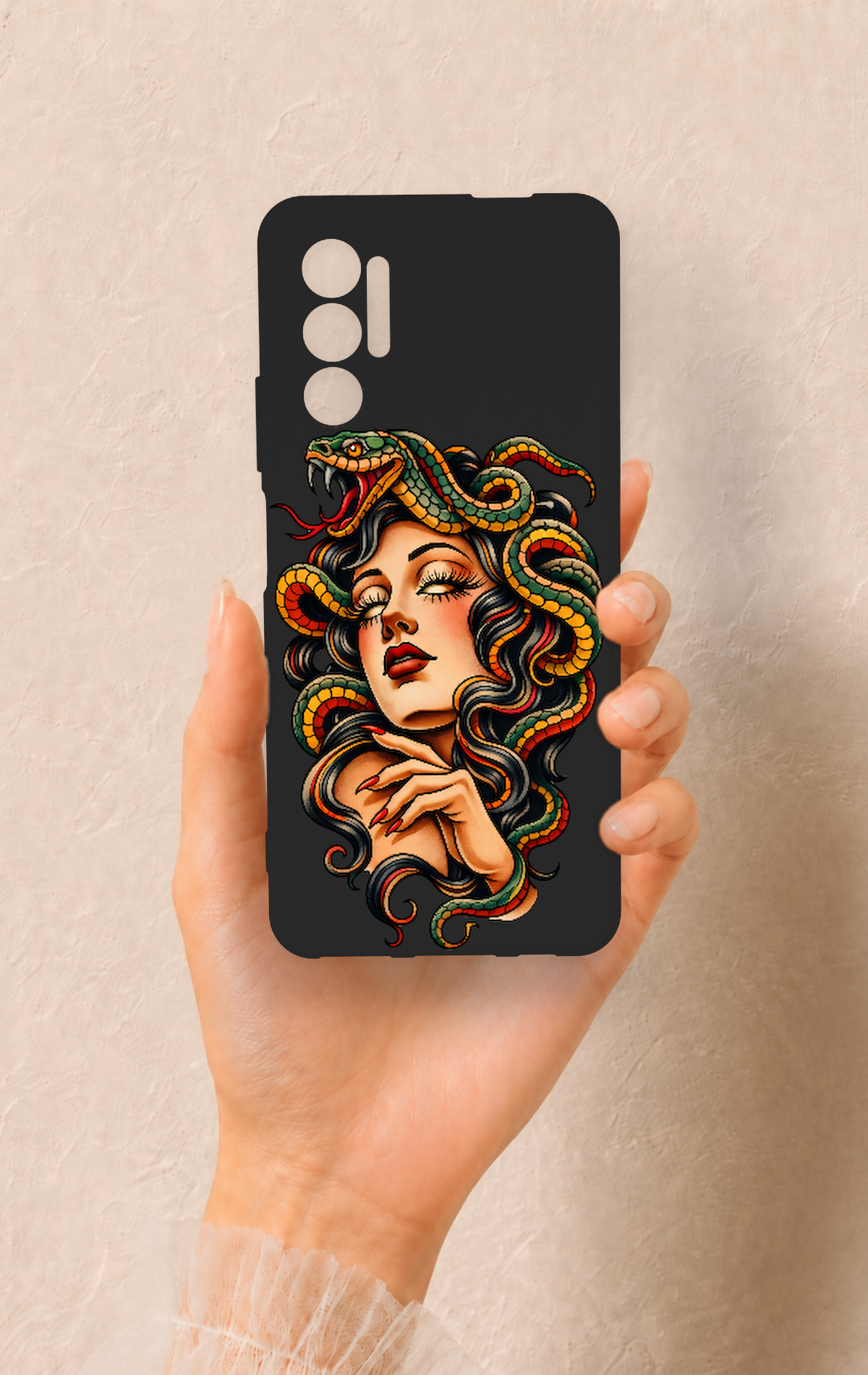 Tecno Pova 3 Uyumlu Medusa Desenli Silikon Kılıf