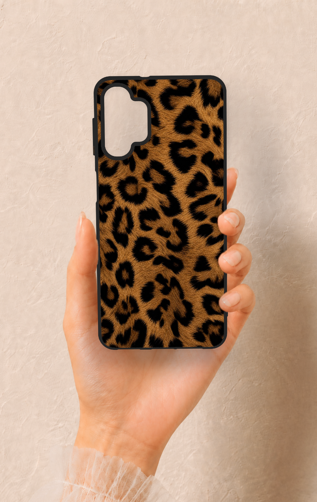 Samsung A32 Uyumlu Koyu Leopar Deri Desenli Silikon Kılıf