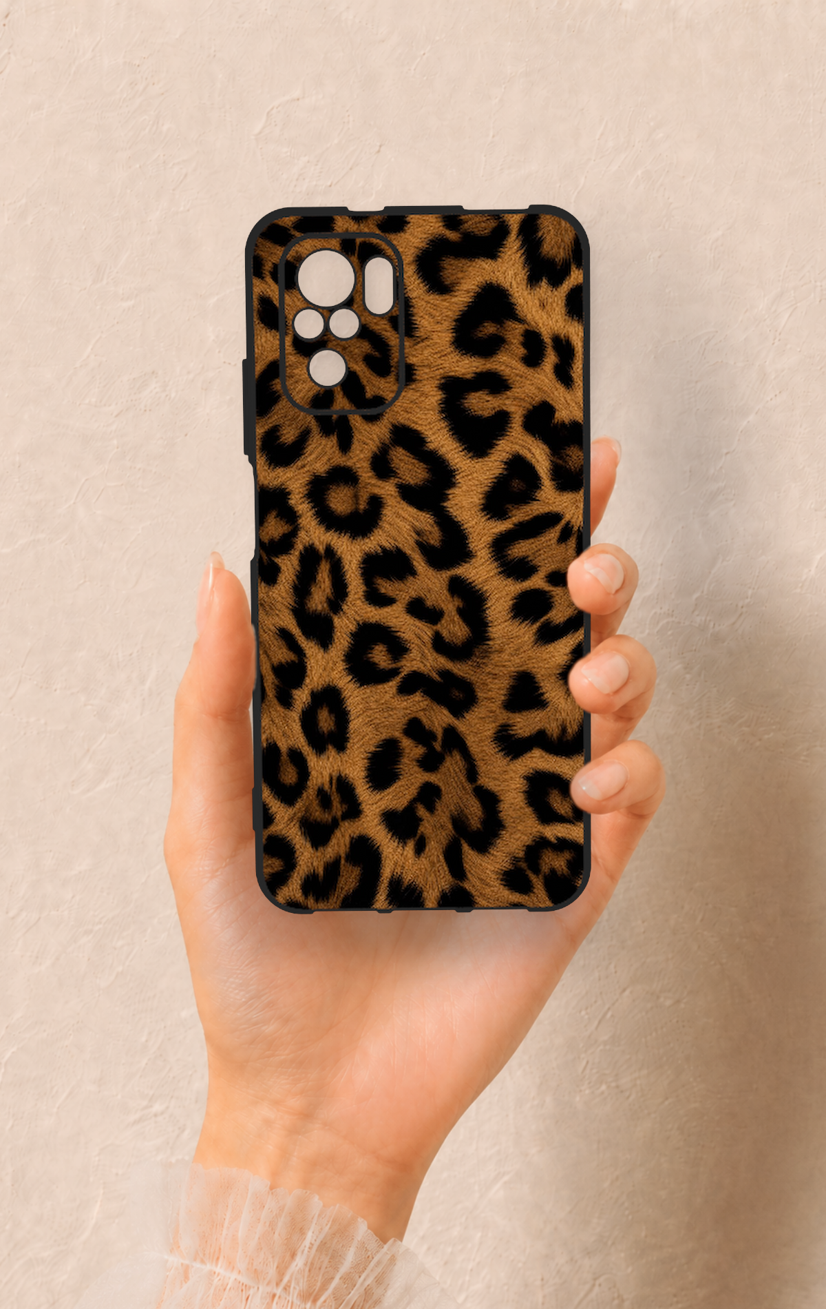 Redmi Note 10-10S Uyumlu Koyu Leopar Deri Desenli Silikon Kılıf