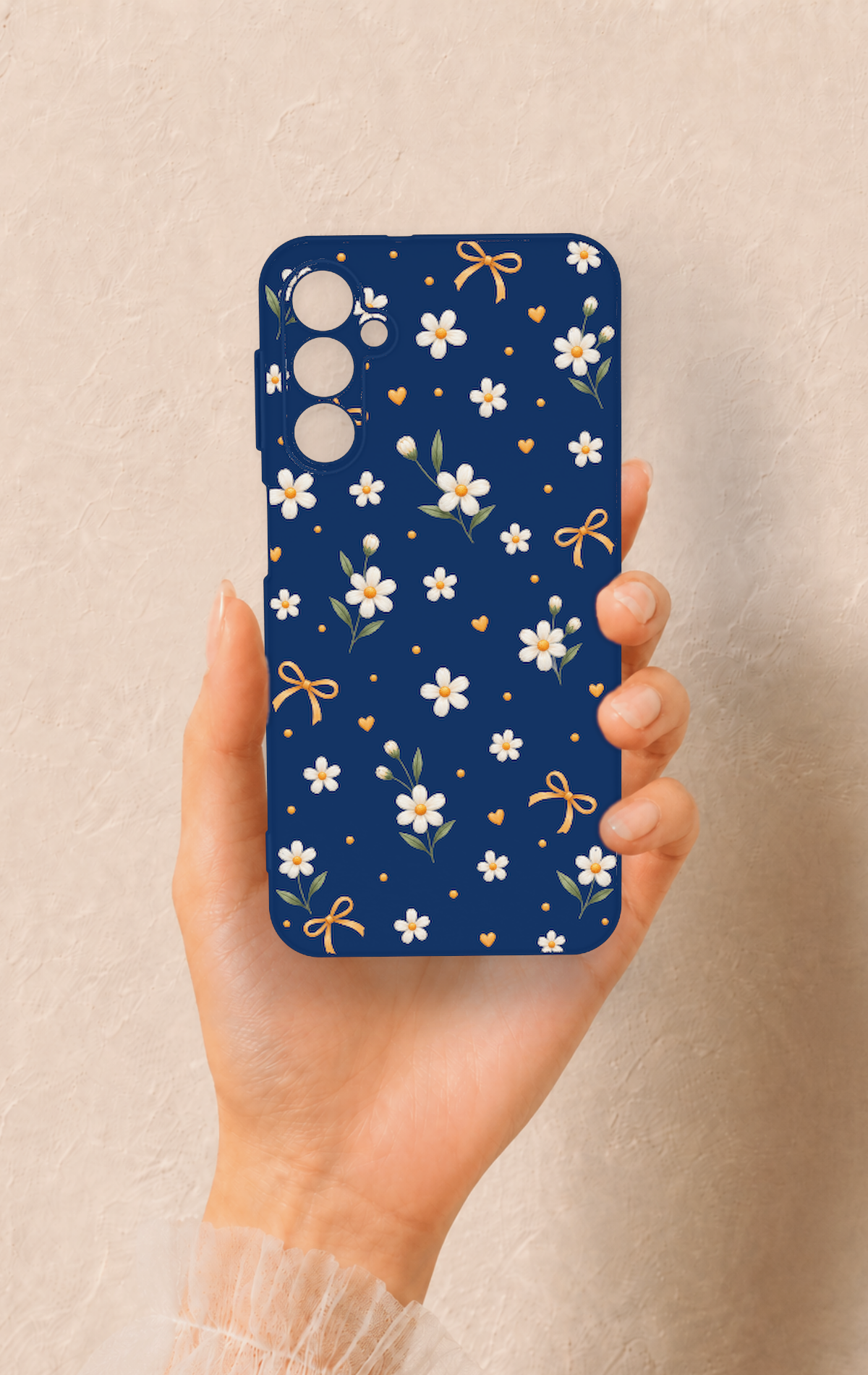 Samsung A24 Uyumlu Papatya Fiyonk Desenli Silikon Kılıf