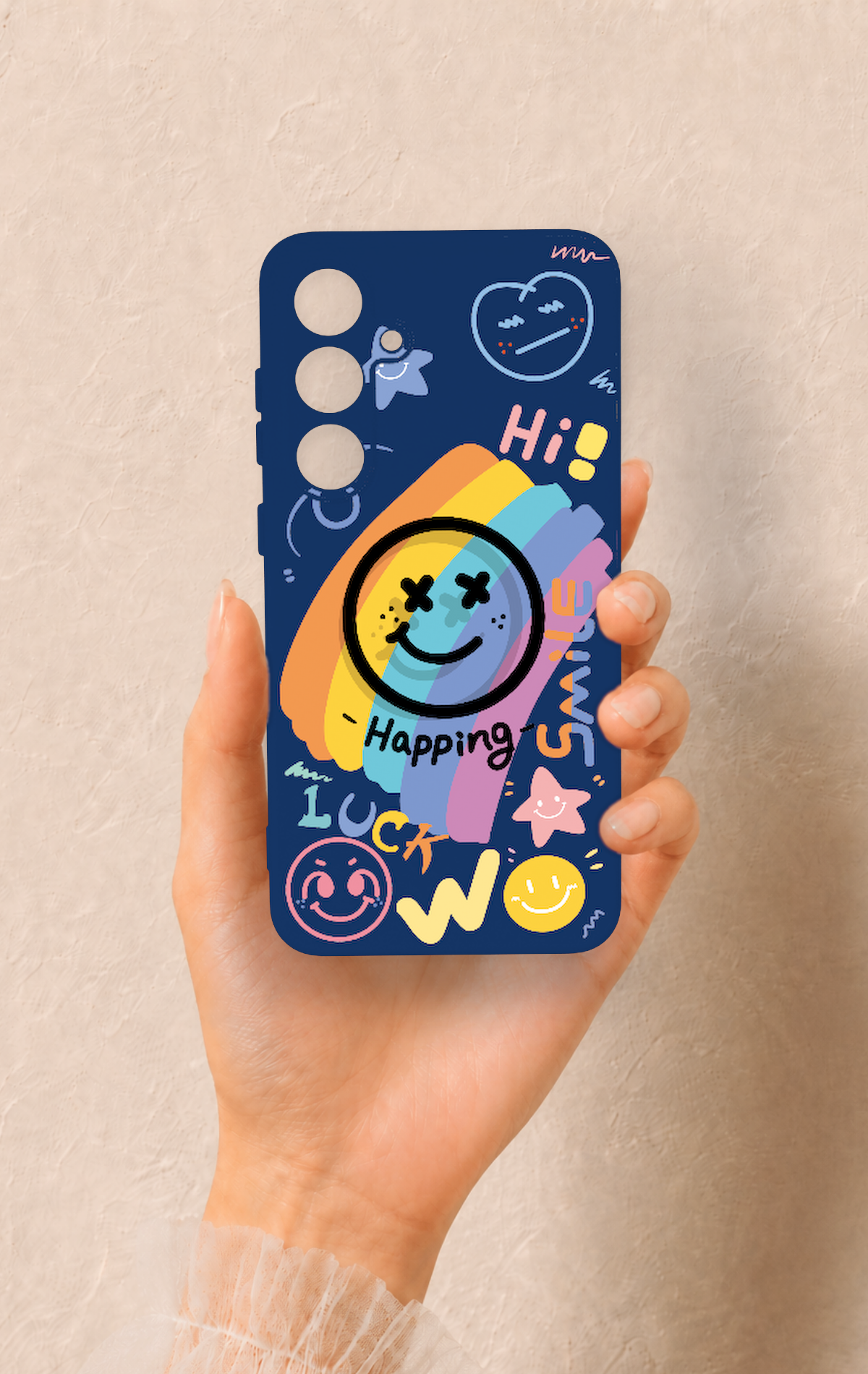 Samsung S24Fe Uyumlu Happing Smile Desenli Silikon Kılıf