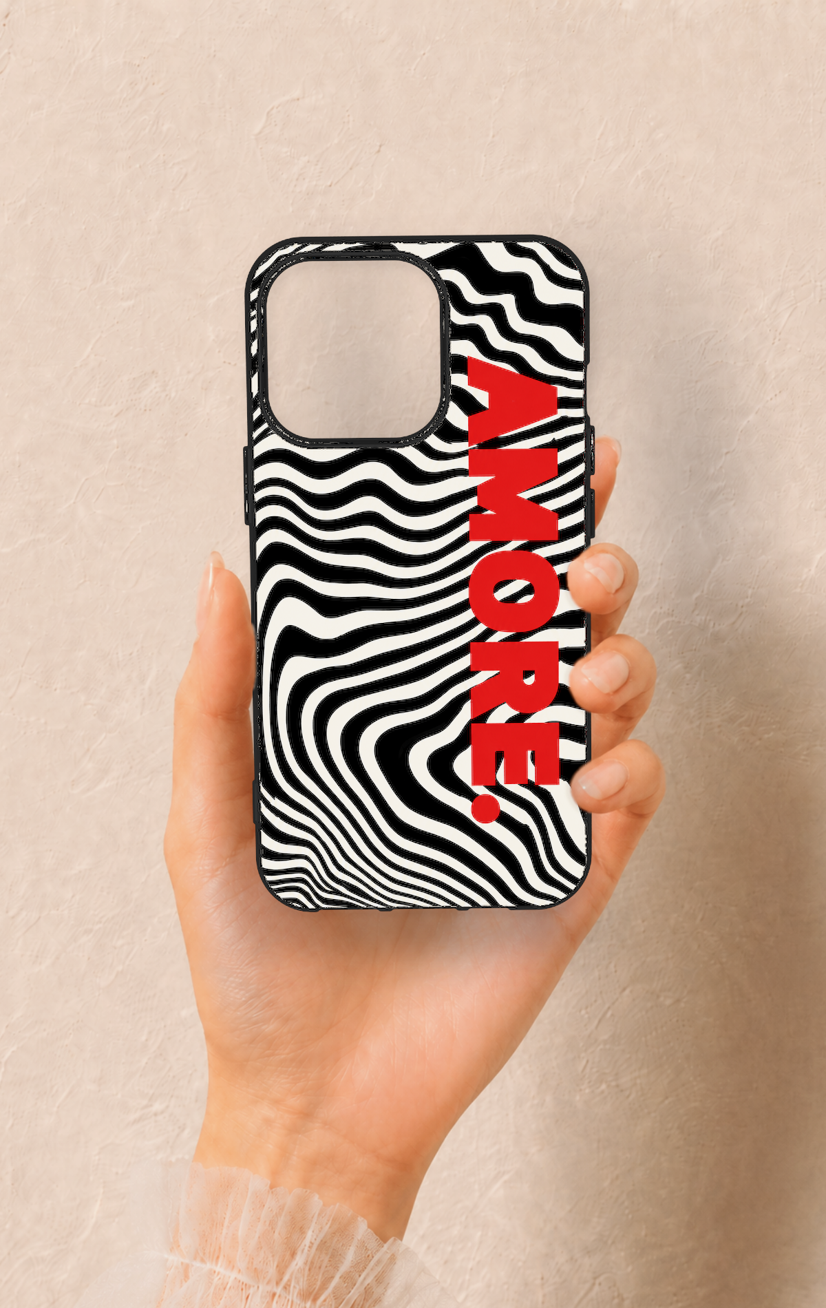 iPhone 13 Pro Uyumlu Zebra Amore Desenli Silikon Kılıf