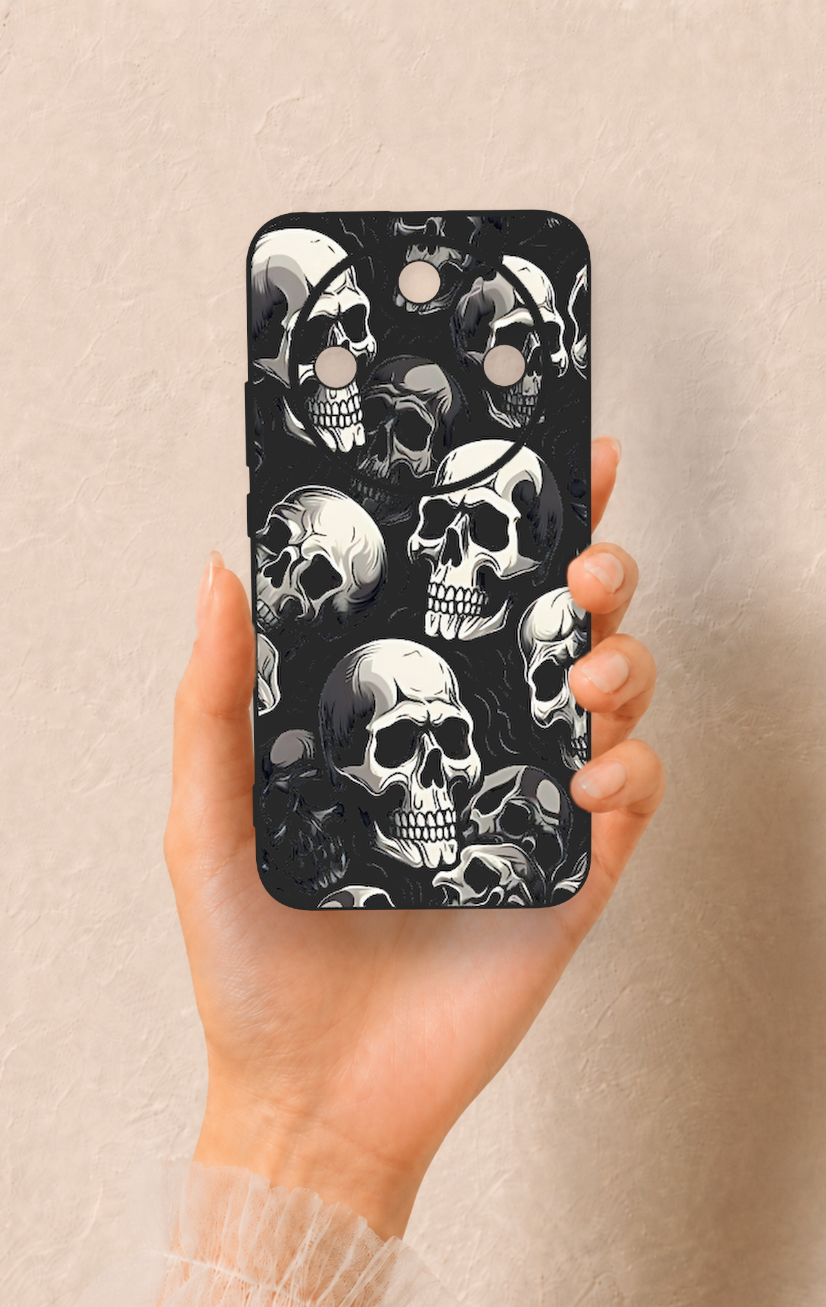 Honor Magic 8 Lite Uyumlu Kuru Kafa Desenli Silikon Kılıf